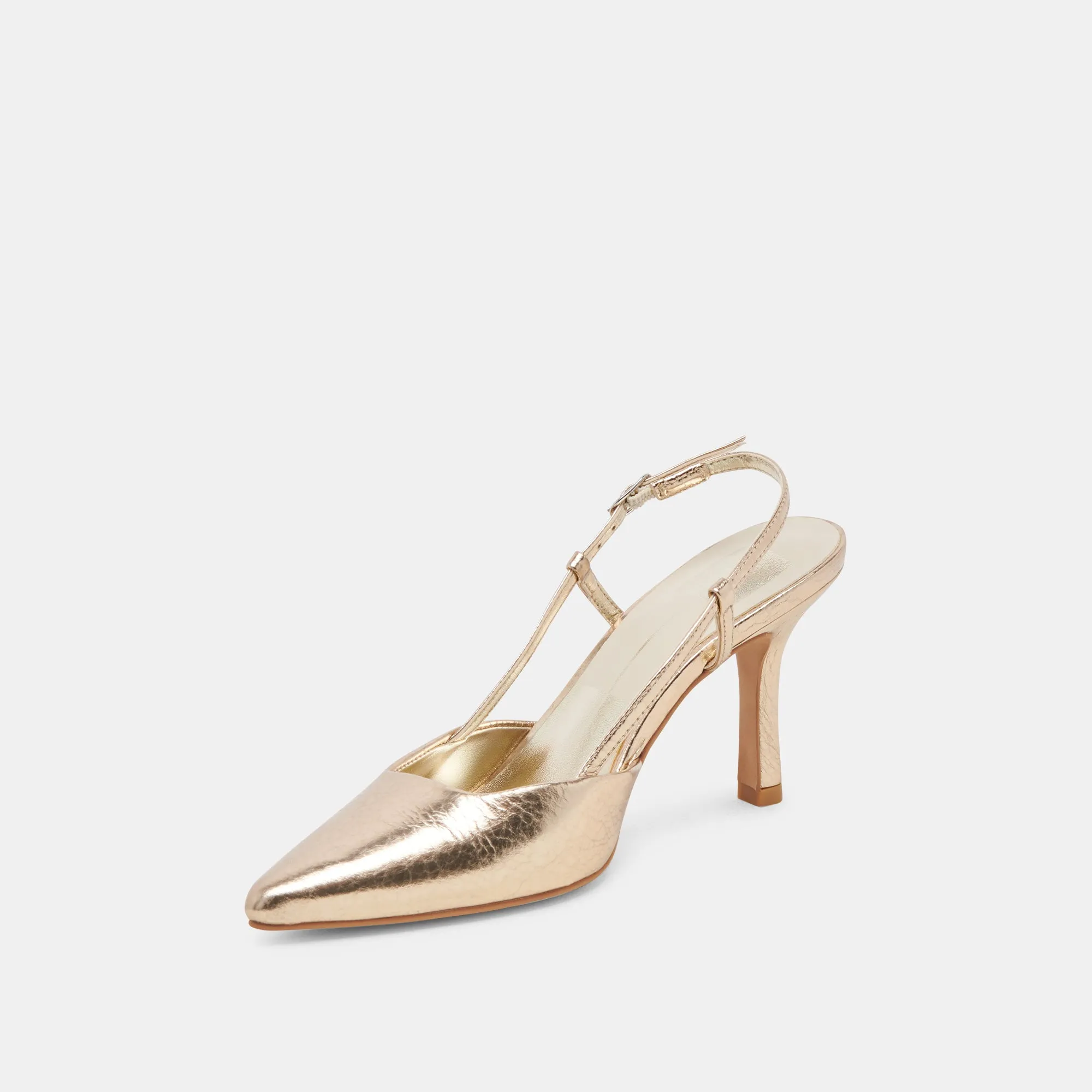 KIM HEELS GOLD DISTRESSED LEATHER Fashion Stiletto Sandals Good Grip