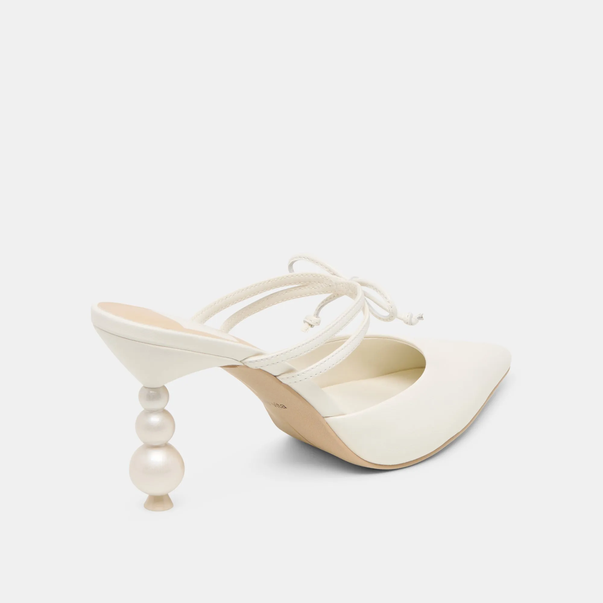 Teddy Heel Boots Closed Toe KLAIRE PEARL HEELS TRUE WHITE LEATHER