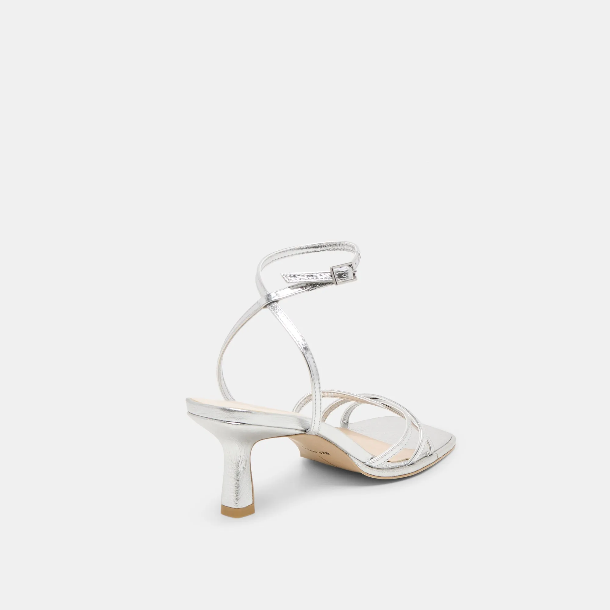 Closed Toe MANJI HEELS SILVER METALLIC LEATHER