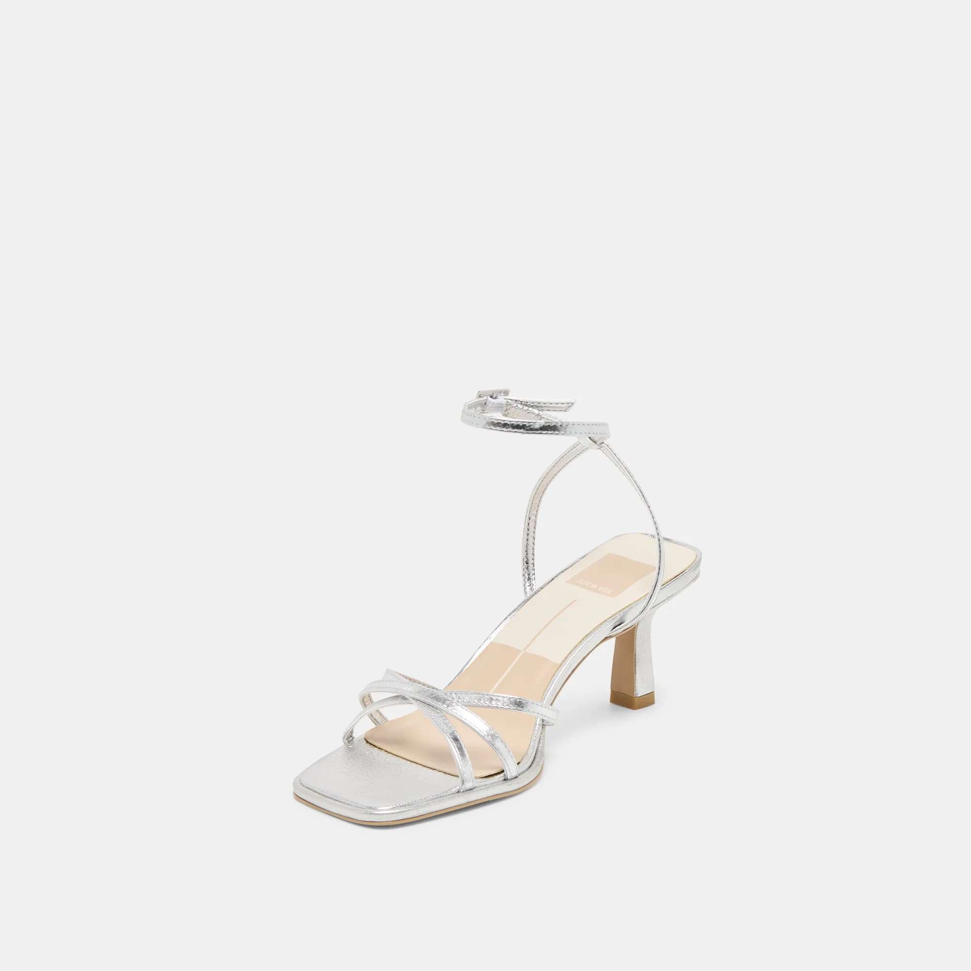 MANJI HEELS SILVER METALLIC LEATHER Outdoor Wedding Heels Classic Wedding Heels