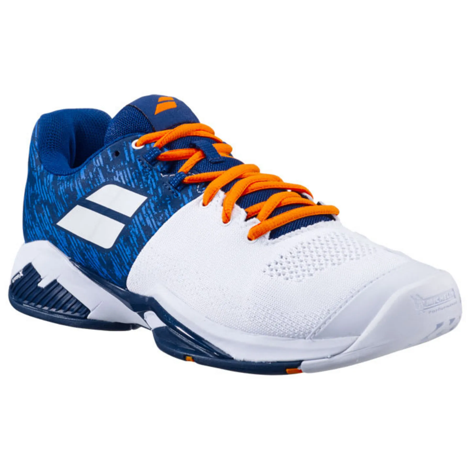Babolat Propulse Blast All Court Men's Tennis Shoes - White/Dark Blue Ventilated Panel Casual Comfort