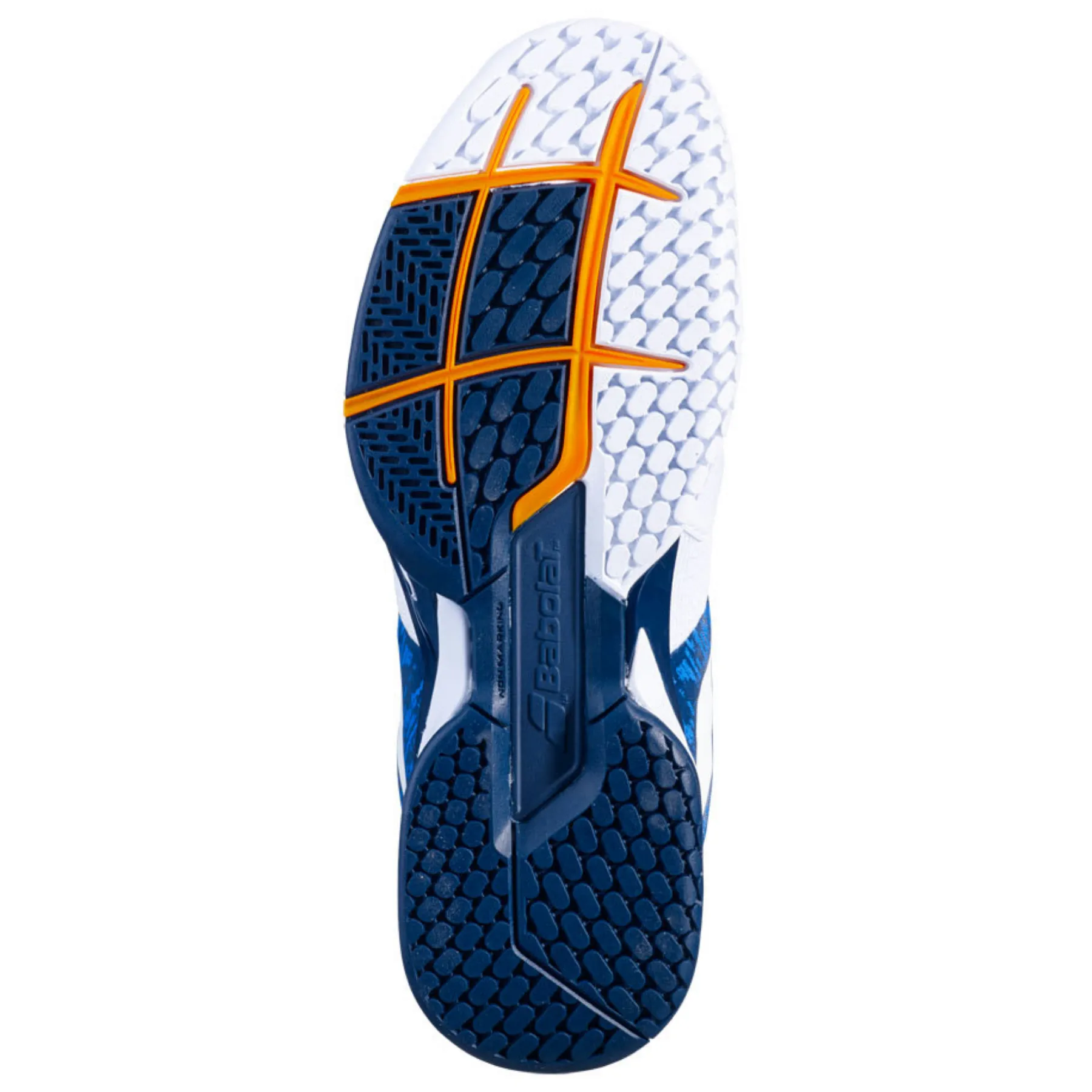 Responsive Feel Babolat Propulse Blast All Court Men's Tennis Shoes - White/Dark Blue