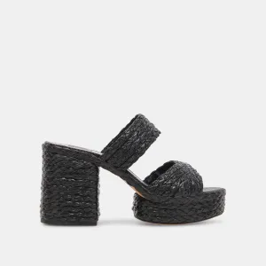 LATOYA HEELS BLACK RAFFIA Sophisticated Pumps Elastic Strap