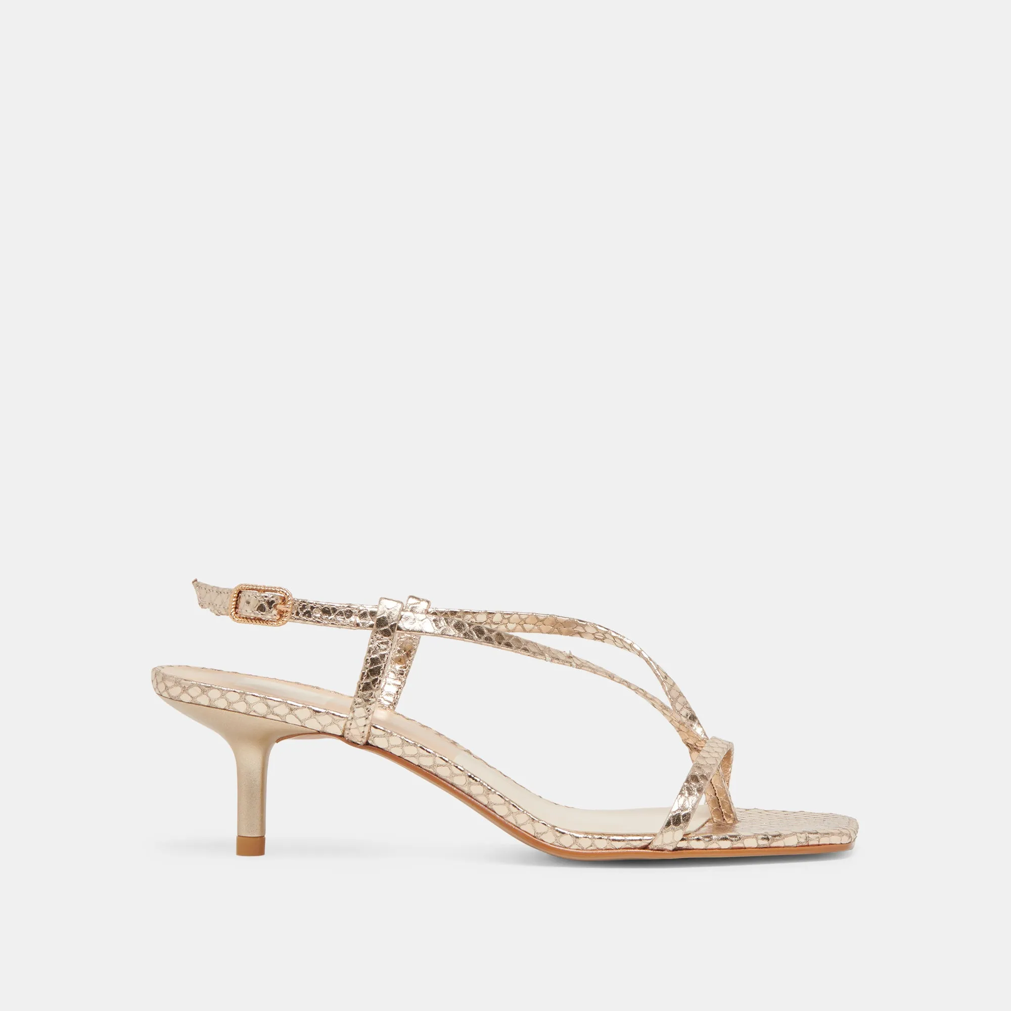 Soft Sandals Minimalist Heels LAURY HEELS CHAMPAGNE EMBOSSED LEATHER