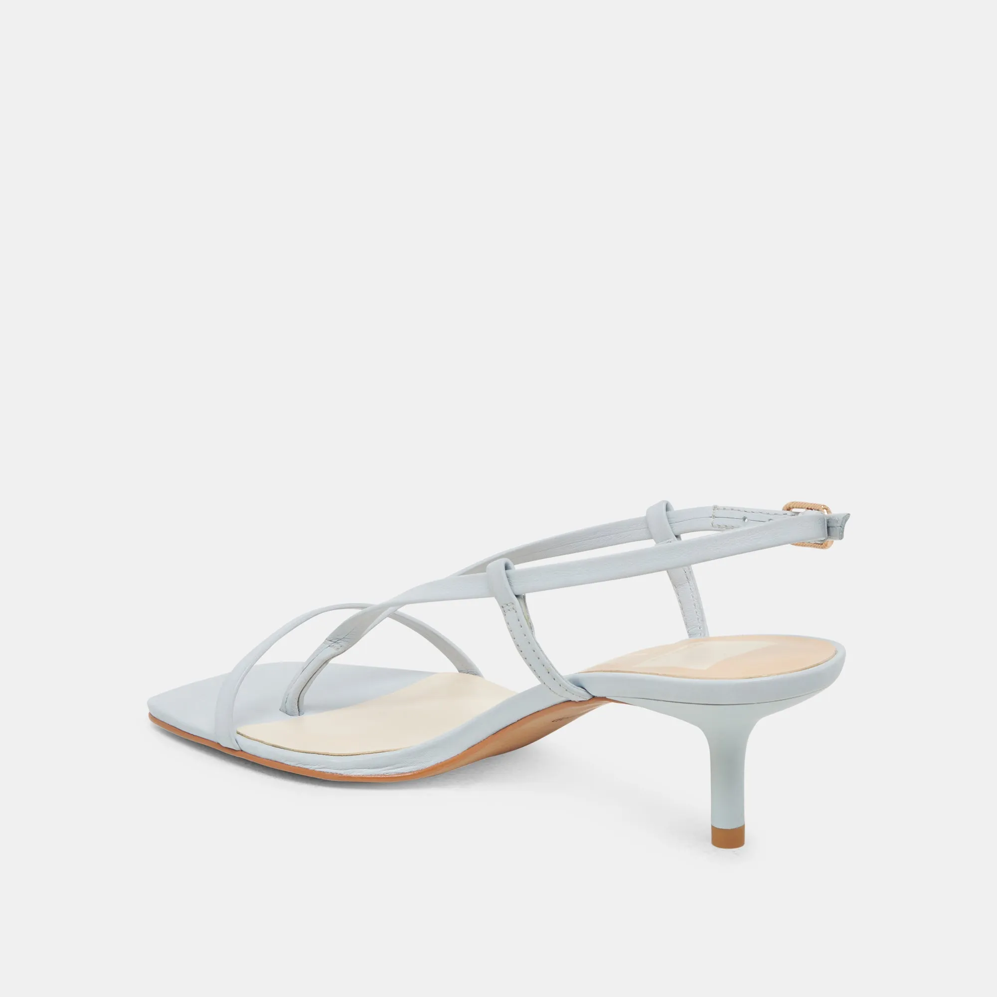 Boho Style Heels Padded Tongue LAURY HEELS ICE BLUE LEATHER
