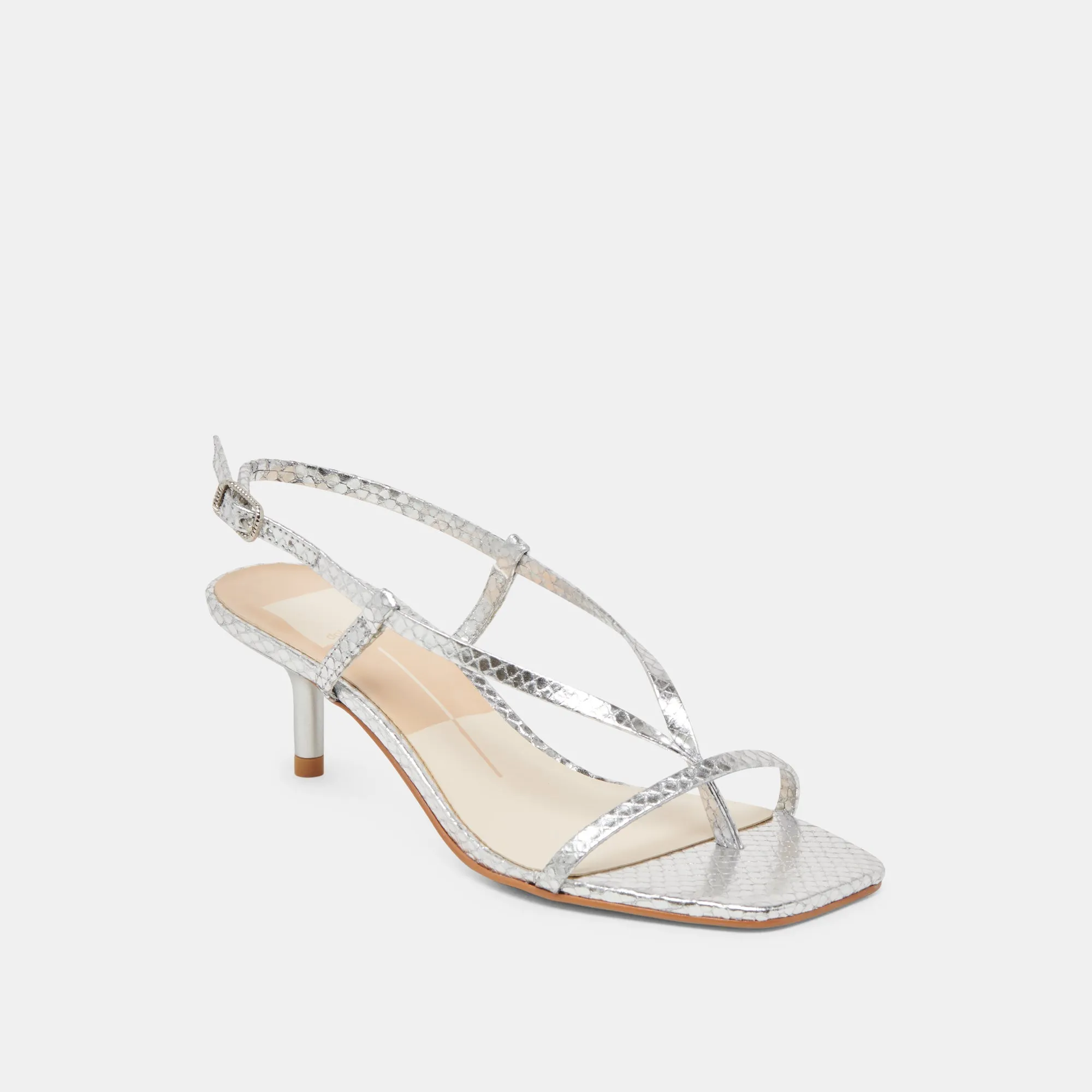 LAURY HEELS SILVER EMBOSSED LEATHER Comfortable to wear Glam Heels for Night Out