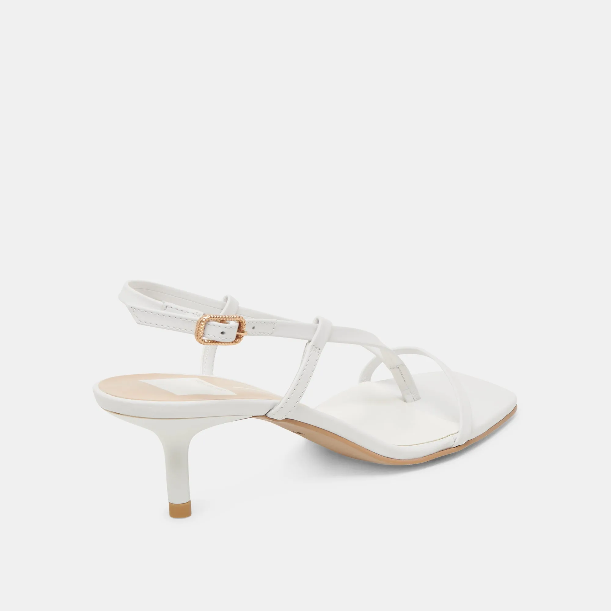 Comfortable Insole Adjustable Straps LAURY HEELS TRUE WHITE LEATHER