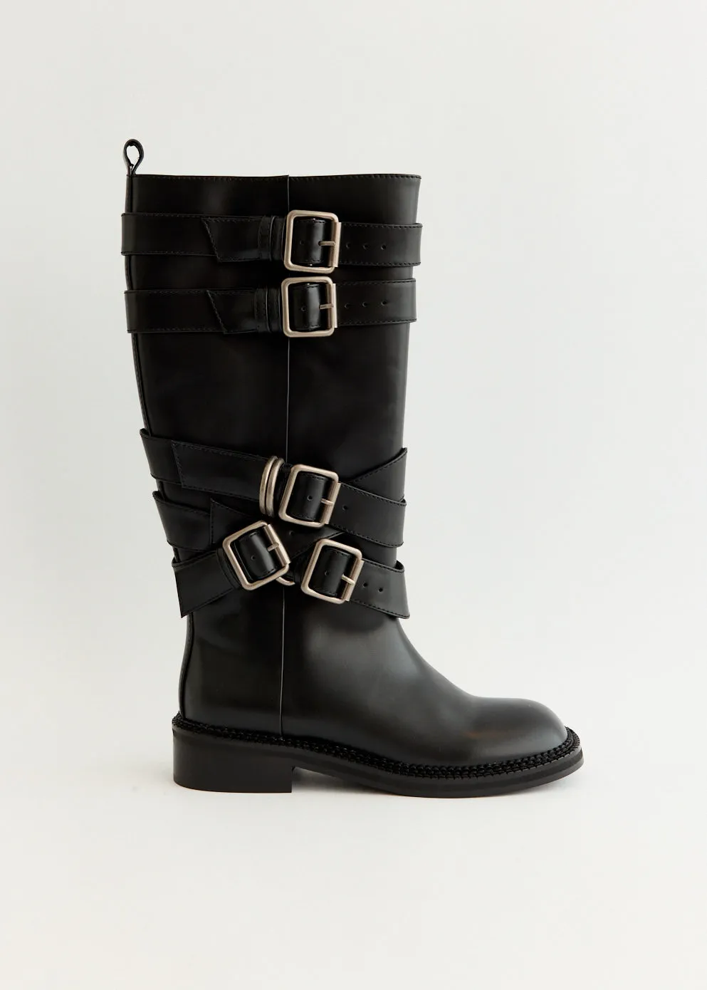 Soft Texture Reinforced   toe Layered Strap Boots