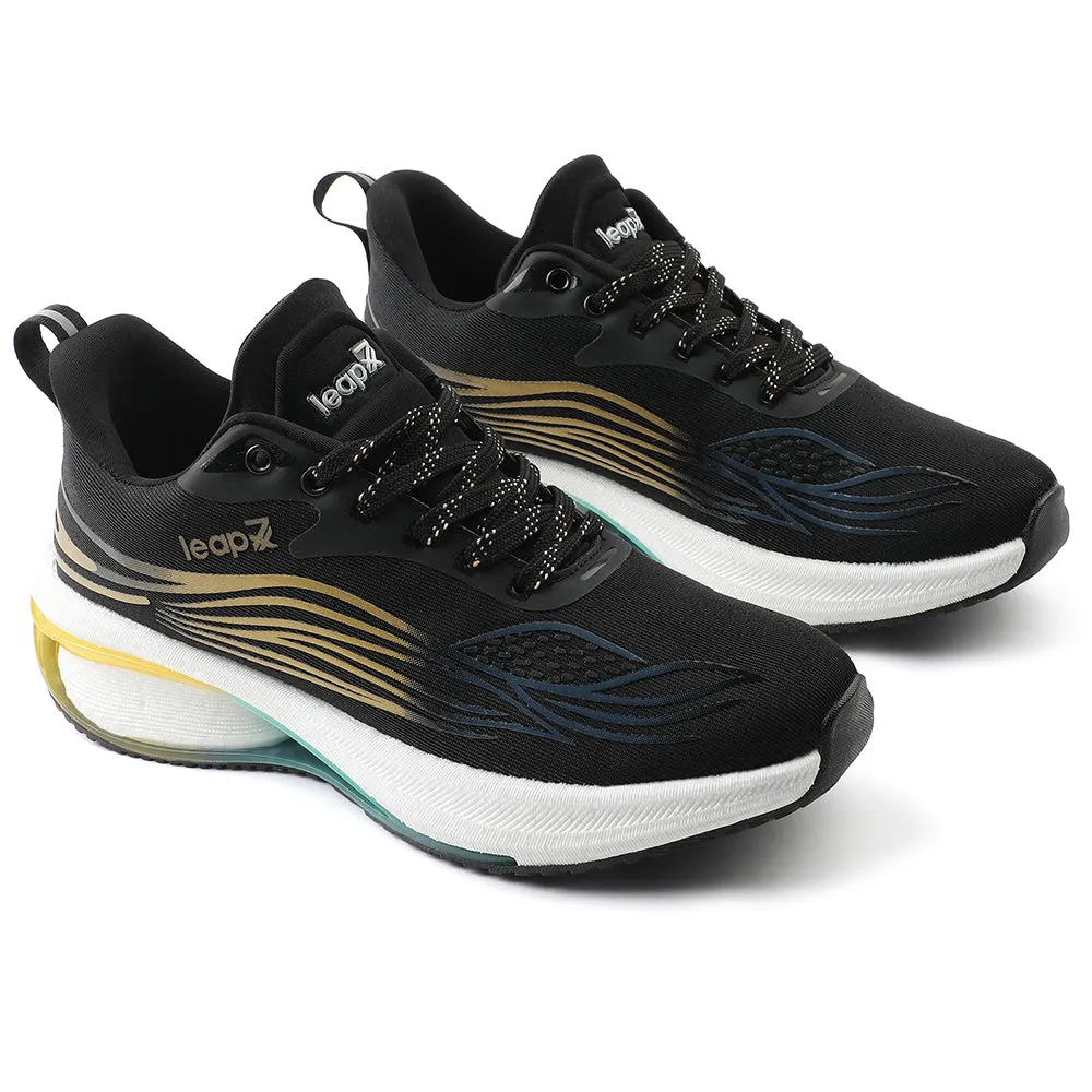 Fast - paced Leap7x Black Sports Lacing Running Shoes For Men MOSCOW-2 By Liberty