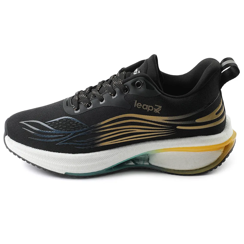 Leap7x Black Sports Lacing Running Shoes For Men MOSCOW-2 By Liberty Shock - absorbing foam