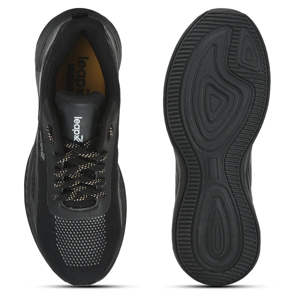 Leap7x Sports Lacing Shoe For Men ( Black ) REVOLVE By Liberty oval track running option