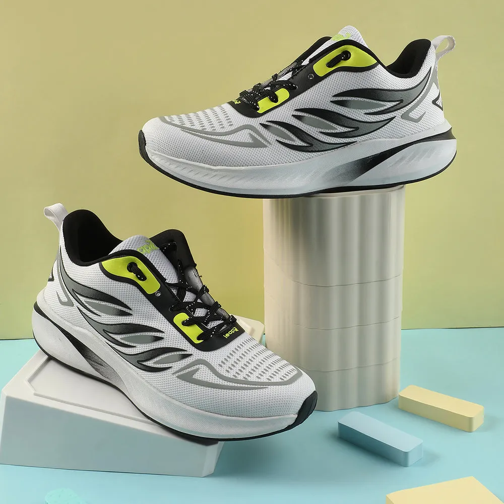 Leap7x White Sports Lacing Running Shoes For Men CASIO By Liberty Road   Suitable cushioned - footbed - material shoes