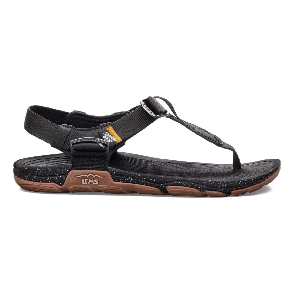 Lems Men's Switchback Sandal Black Skin Breath suede upper