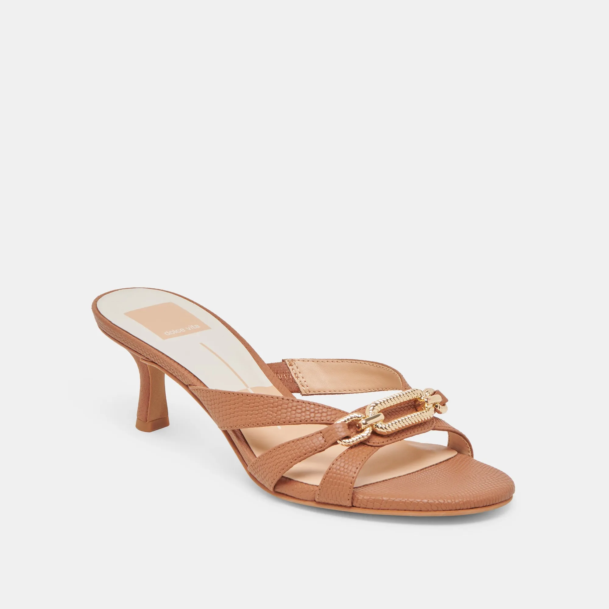 LERAH HEELS SADDLE EMBOSSED LEATHER Synthetic Upper