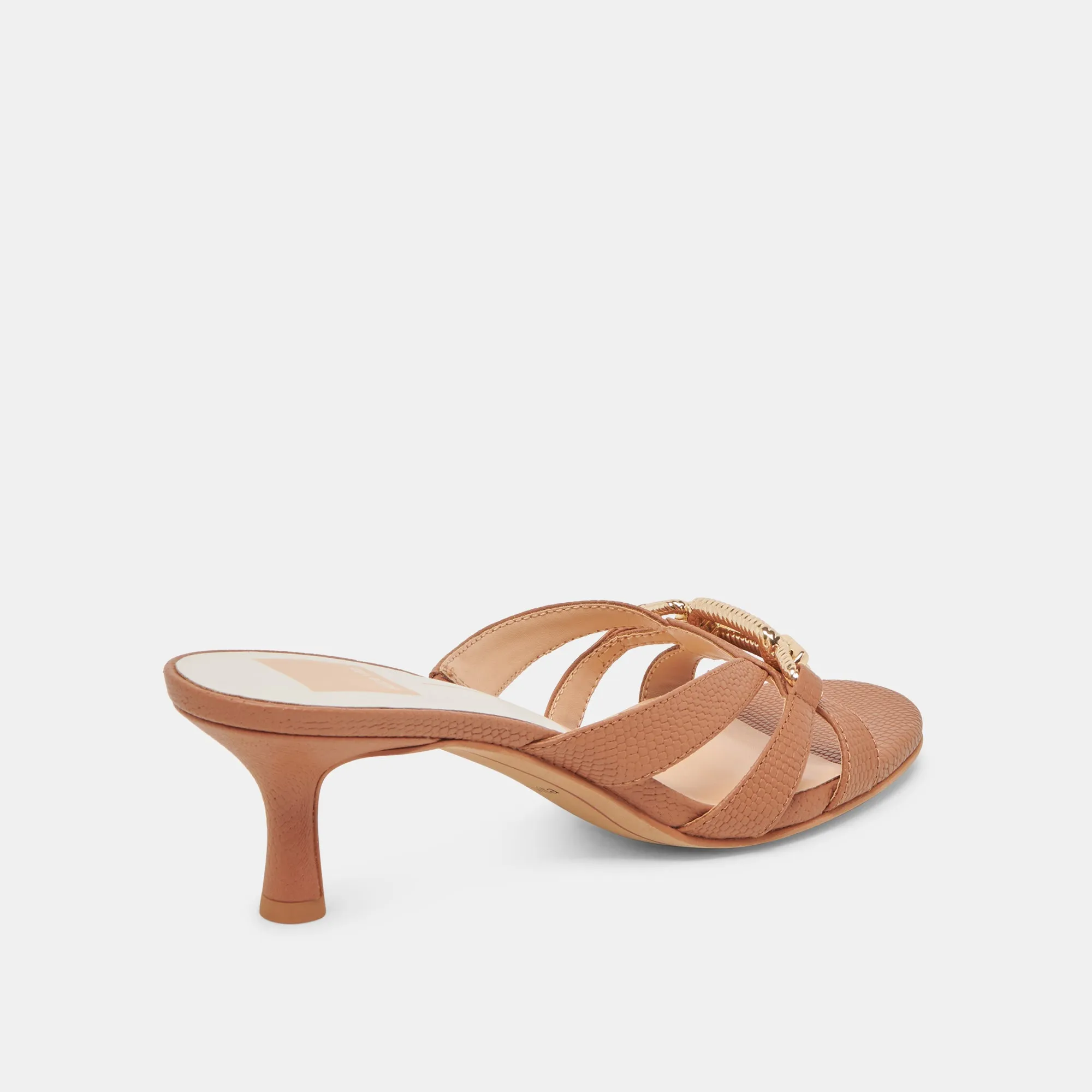 LERAH HEELS SADDLE EMBOSSED LEATHER Bohemian Style Heels Formal Office Shoes