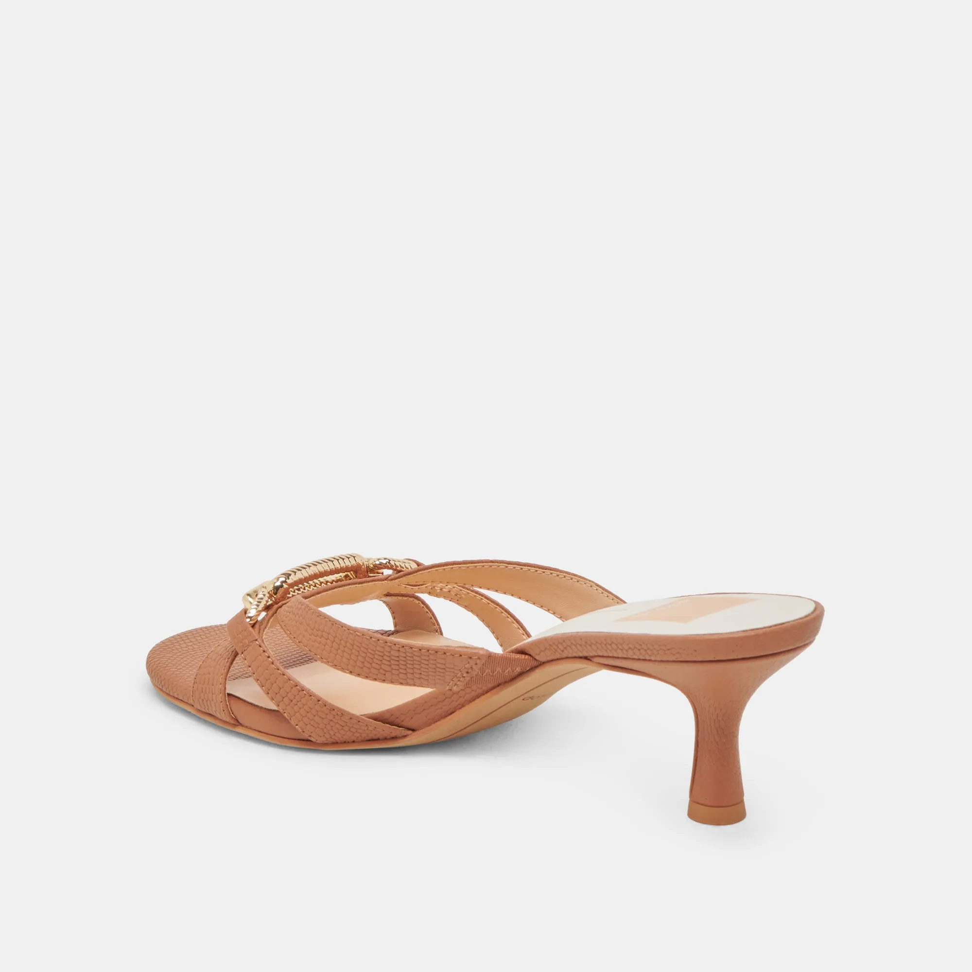 LERAH HEELS SADDLE EMBOSSED LEATHER Sleek Leather Pumps