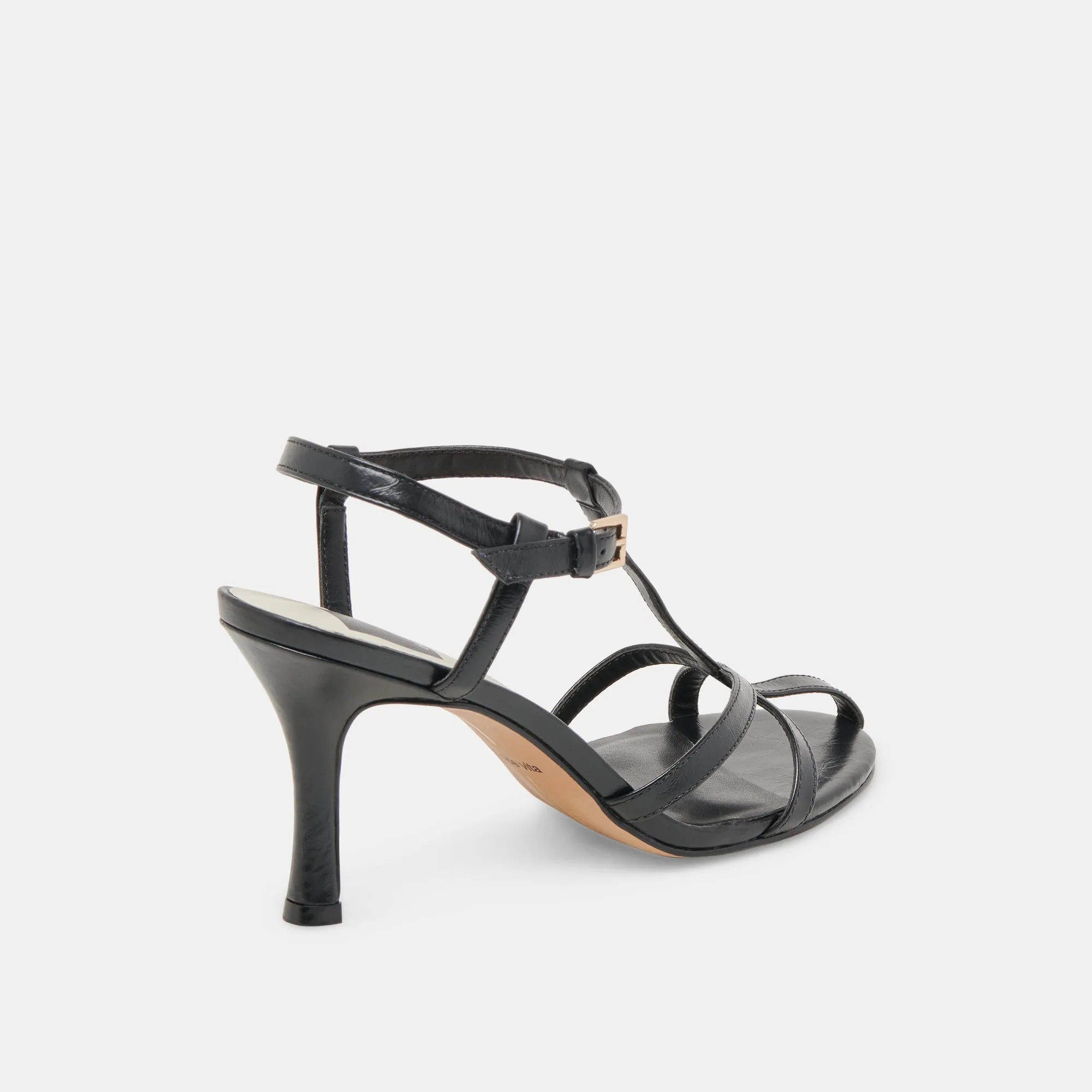 Comfortable Backstrap Formal Pumps LIANE HEELS MIDNIGHT CRINKLE PATENT