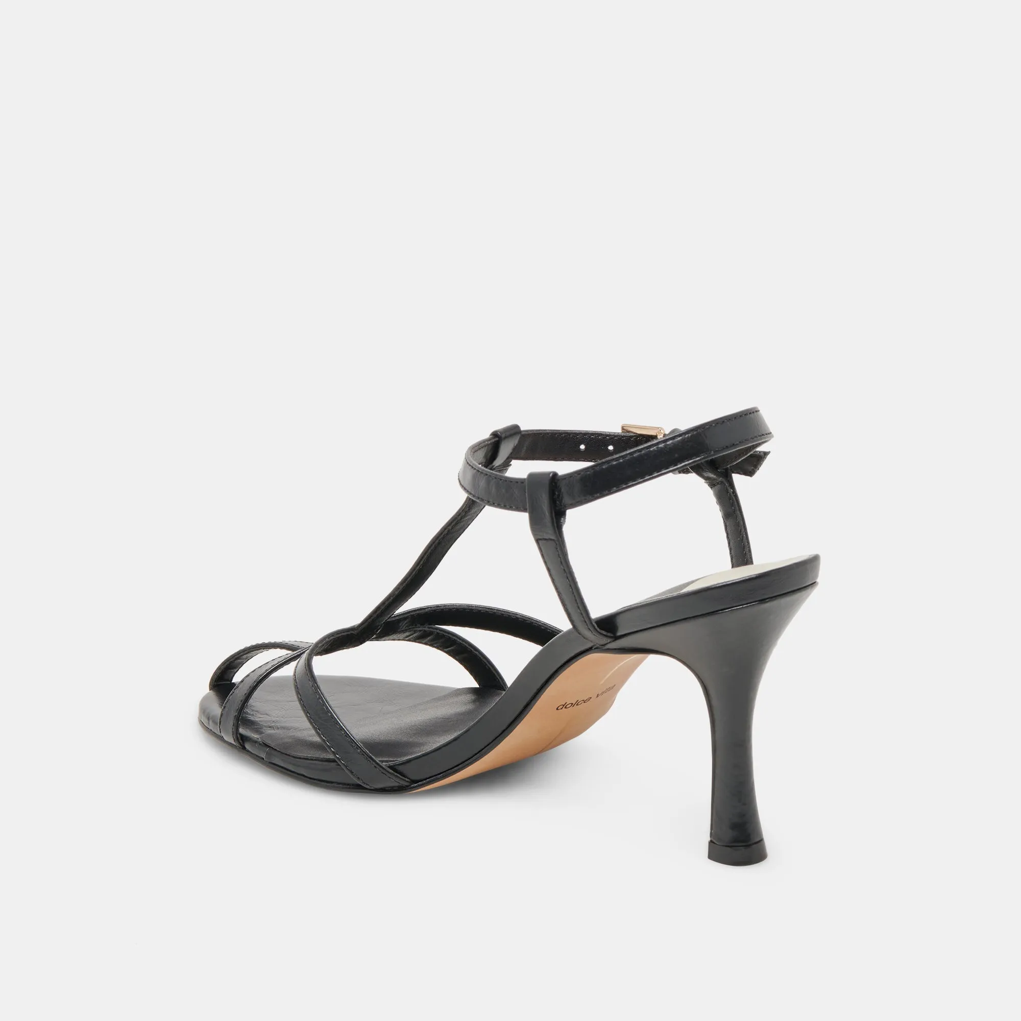 LIANE HEELS MIDNIGHT CRINKLE PATENT Boho Wedding Heels Gum outsole