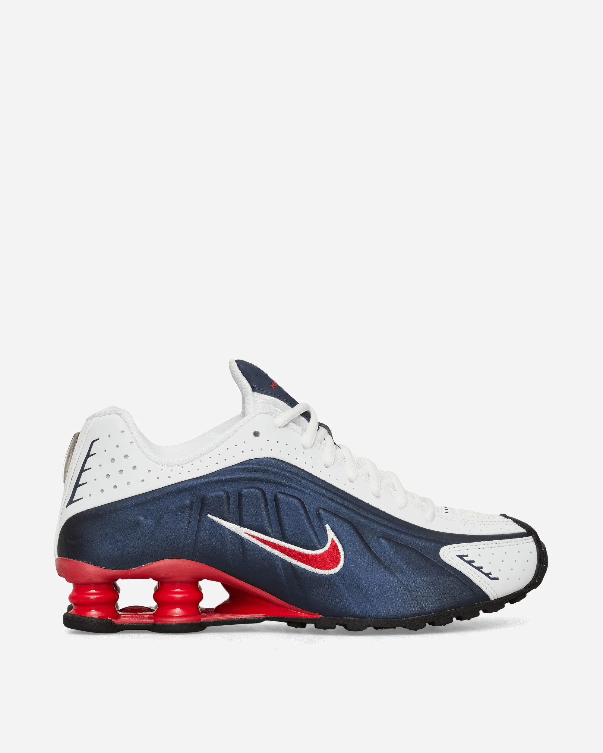 Shox R4 Sneakers Midnight Navy / White / Gym Red Flat Heel simple details