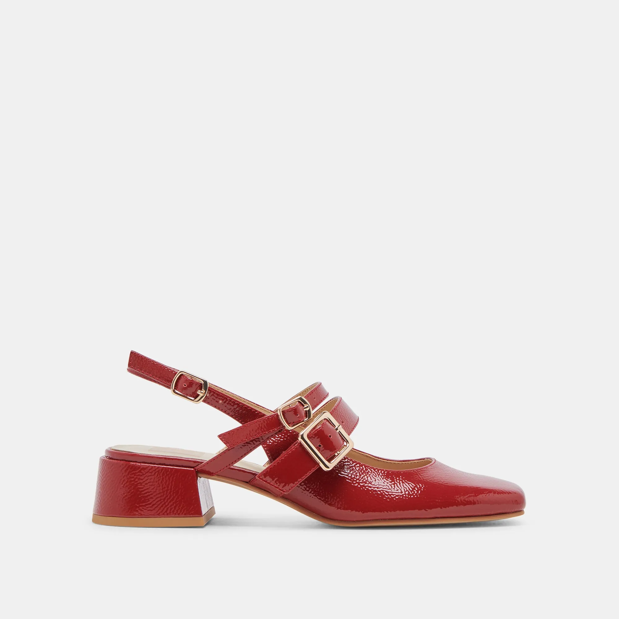 PATZY HEELS CRIMSON CRINKLE PATENT LEATHER Lightweight Sole Classic Booties