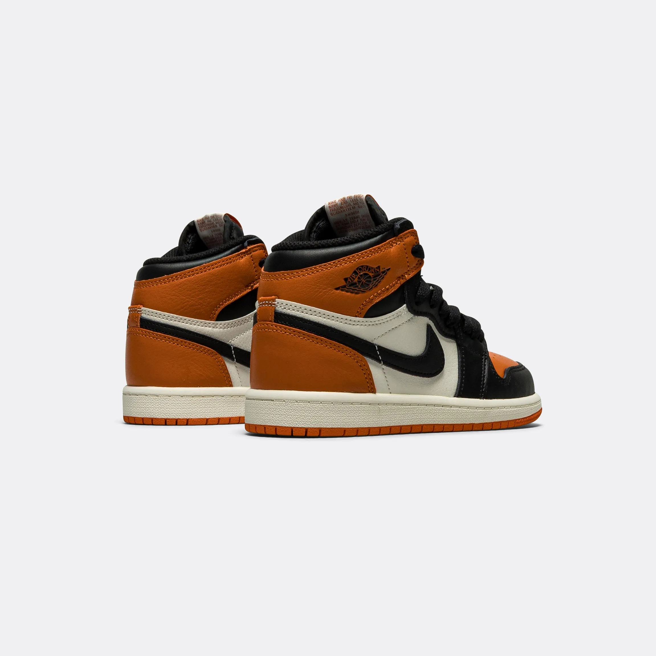 Air Jordan 1 Retro High OG PS - Black/Black-Sail-Starfish Smart Look Quick Dry Inner Sock