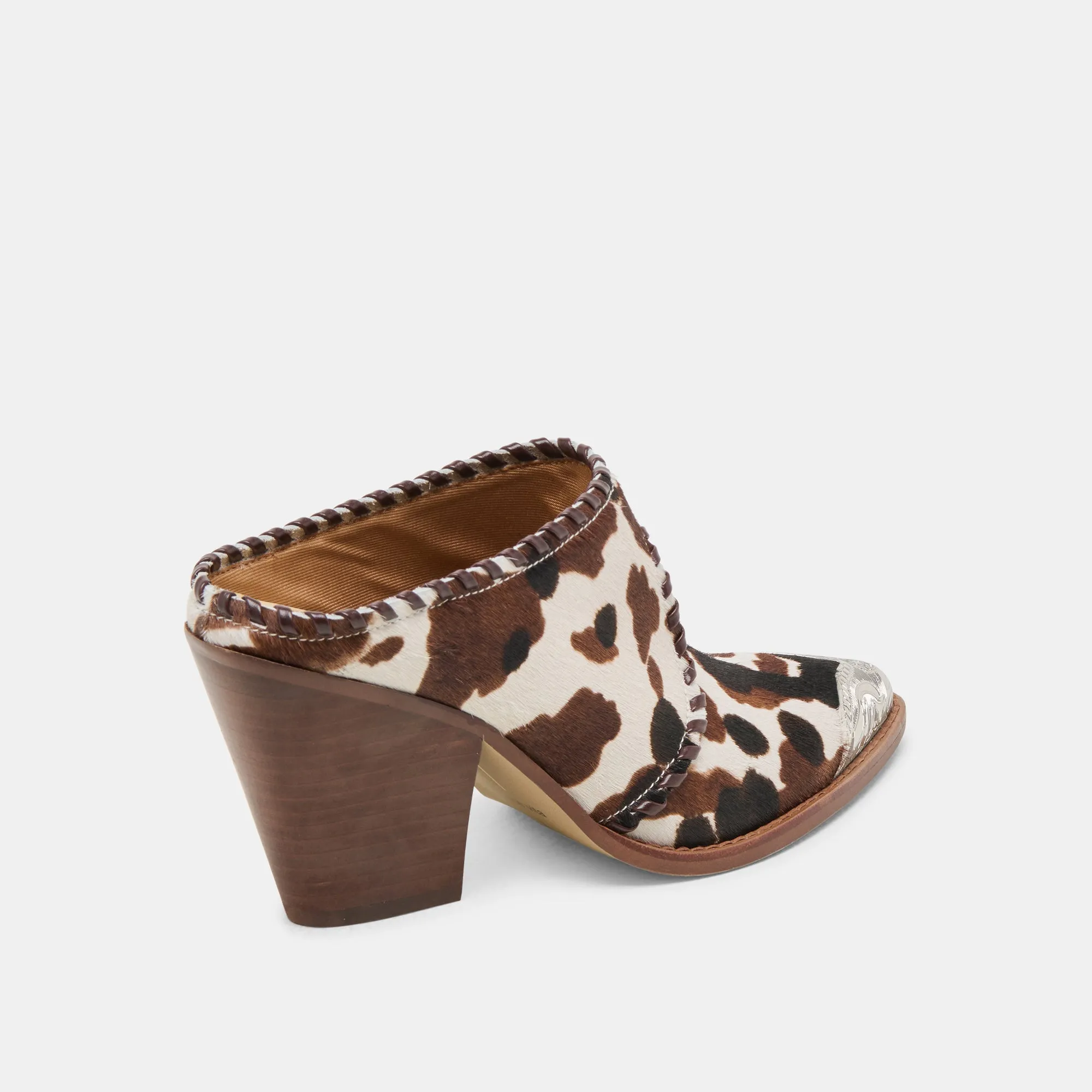 JOLYN HEELS COCOA TAURUS CALF HAIR Floral Embellished Heels