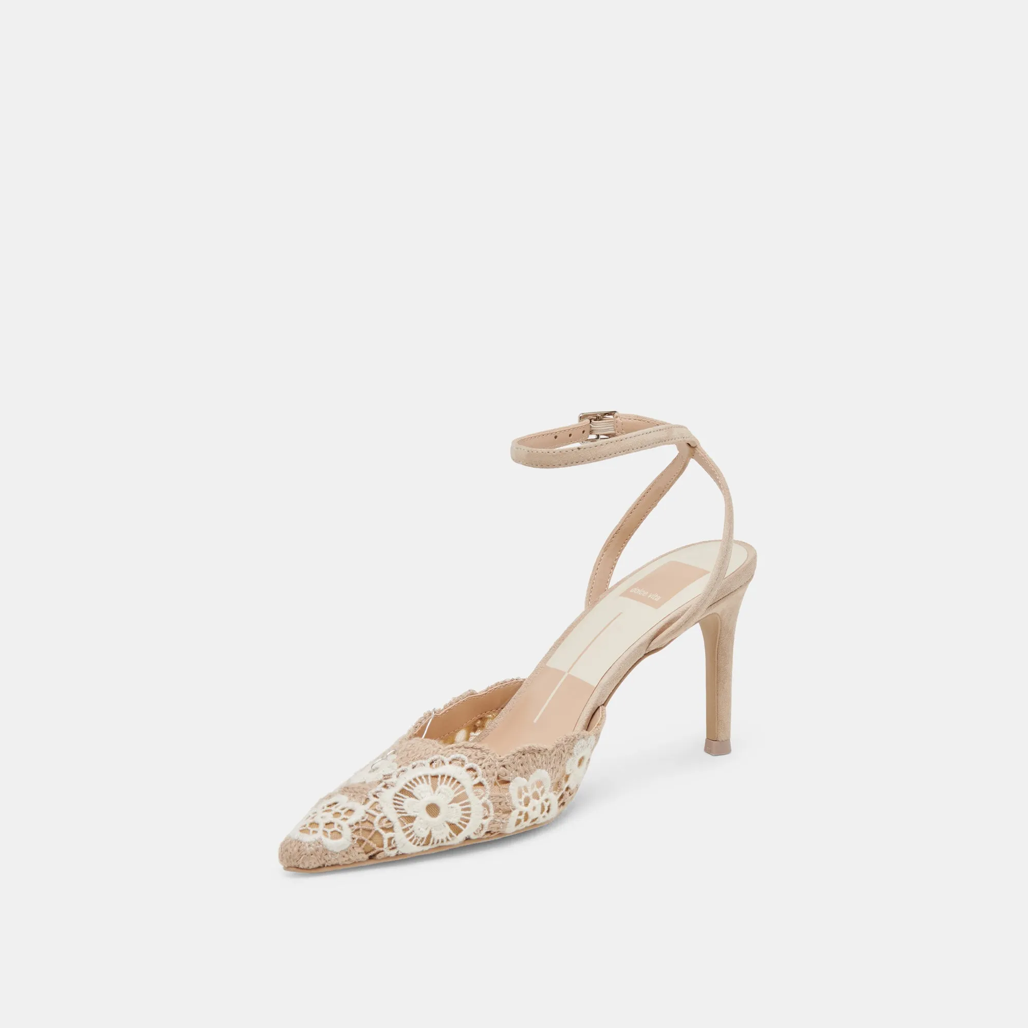 Bridal Footwear Bold Heel Boots KENEDY HEELS TAUPE MULTI CROCHET