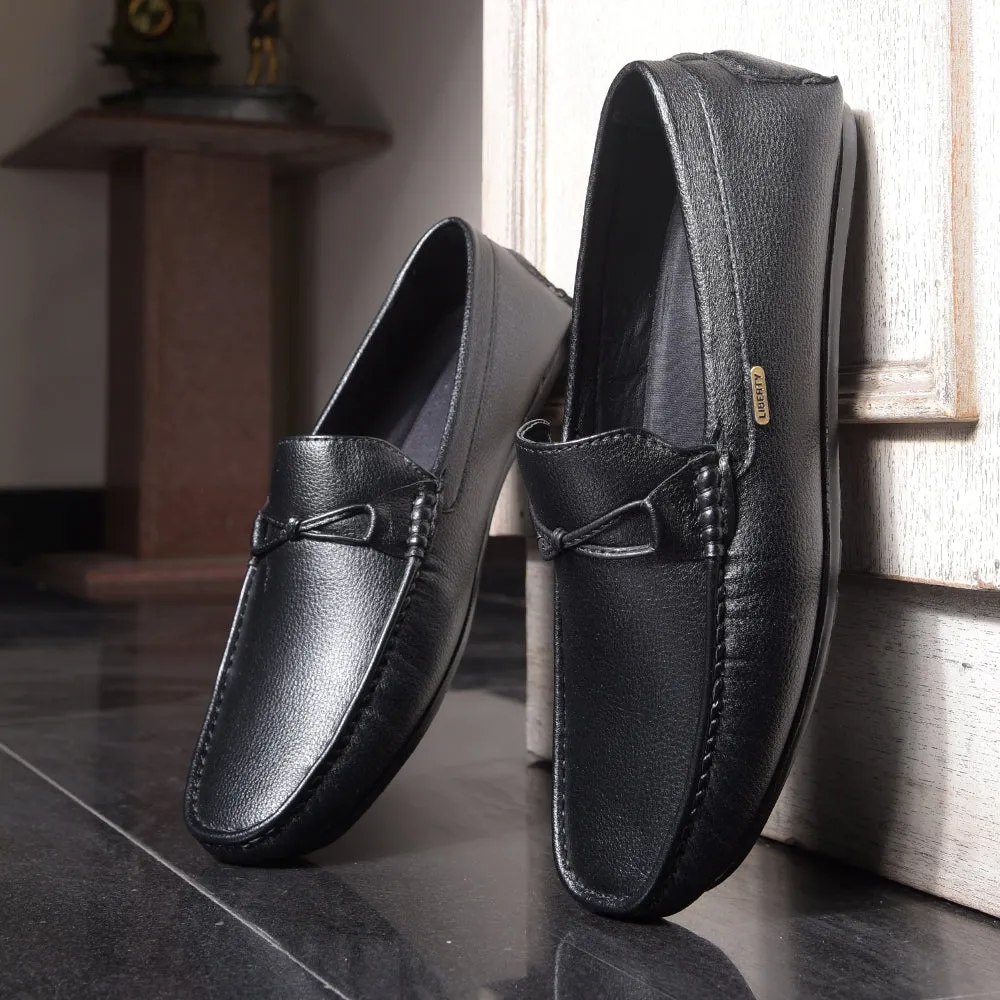 Fortune Black Formal Loafers For Men AVL-5 By Liberty Premium Style Comfortable Office Slip-ons