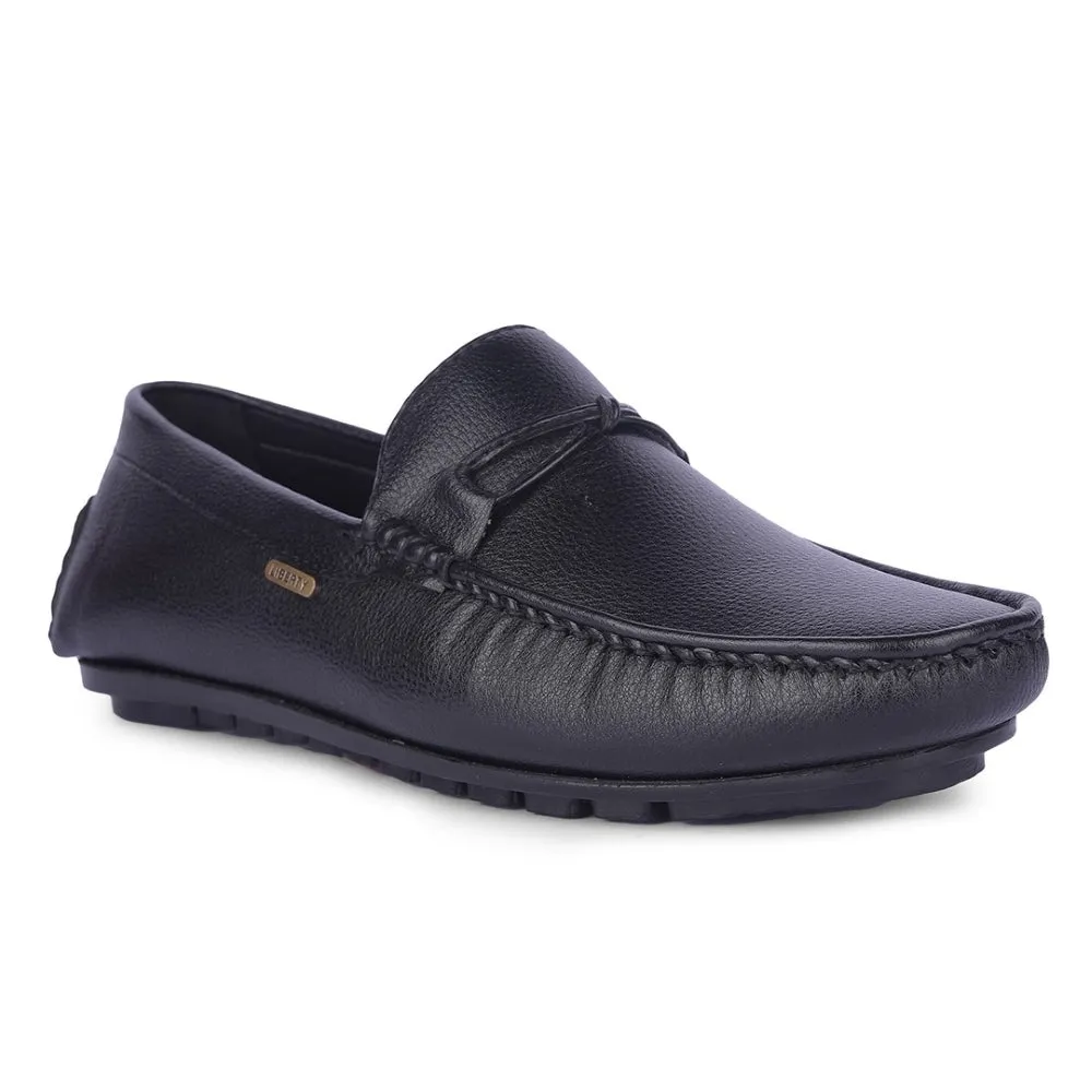 Fortune Black Formal Loafers For Men AVL-5 By Liberty slip-resistant Heel Soft
