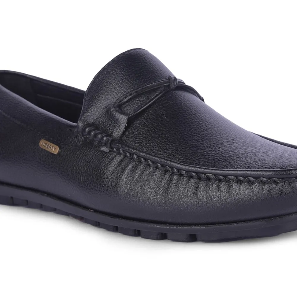 Fortune Black Formal Loafers For Men AVL-5 By Liberty Everyday Comfort Toe Smooth