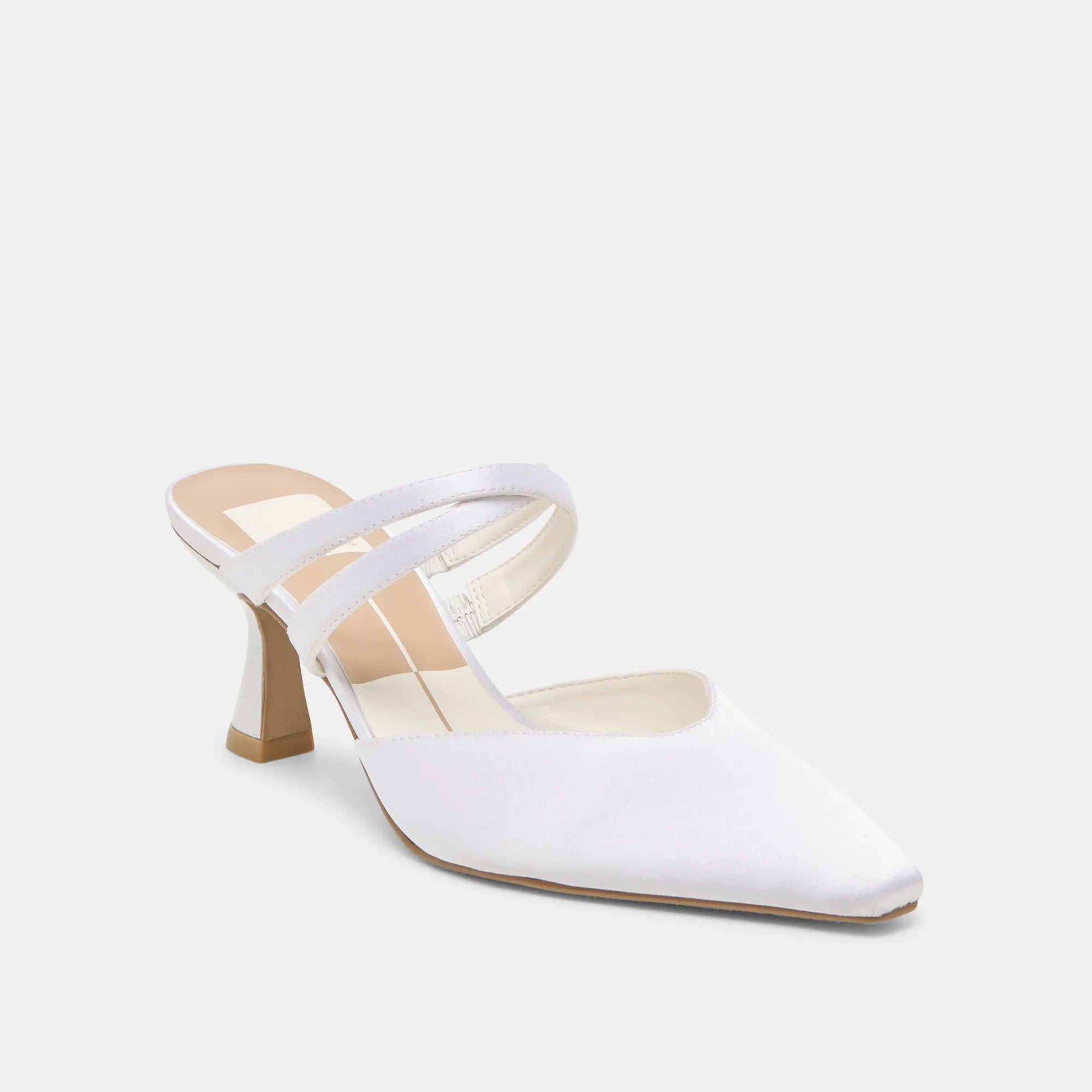 Elegant Sandals LINORE HEELS TRUE WHITE SATIN