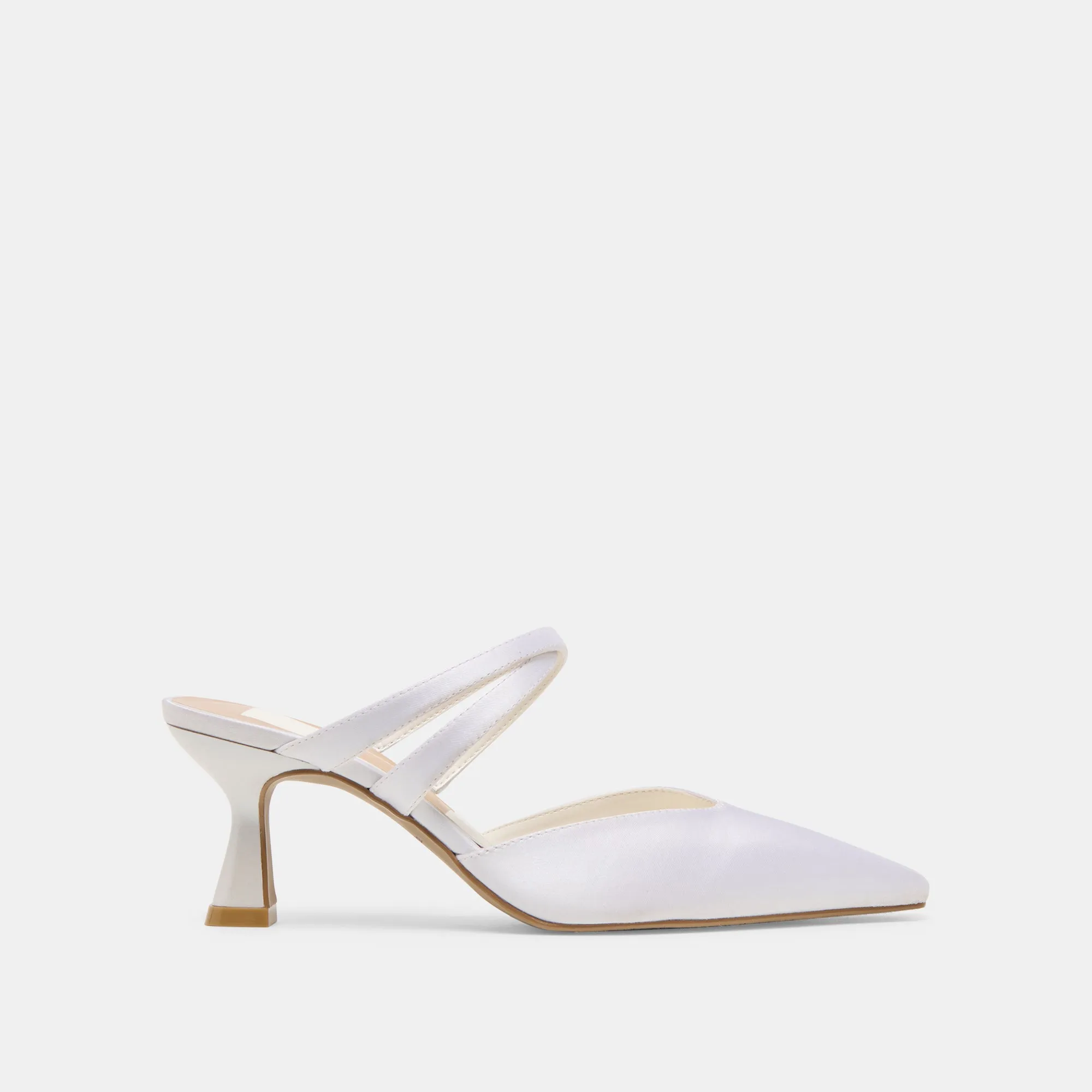 LINORE HEELS TRUE WHITE SATIN Peep Toe Sandals