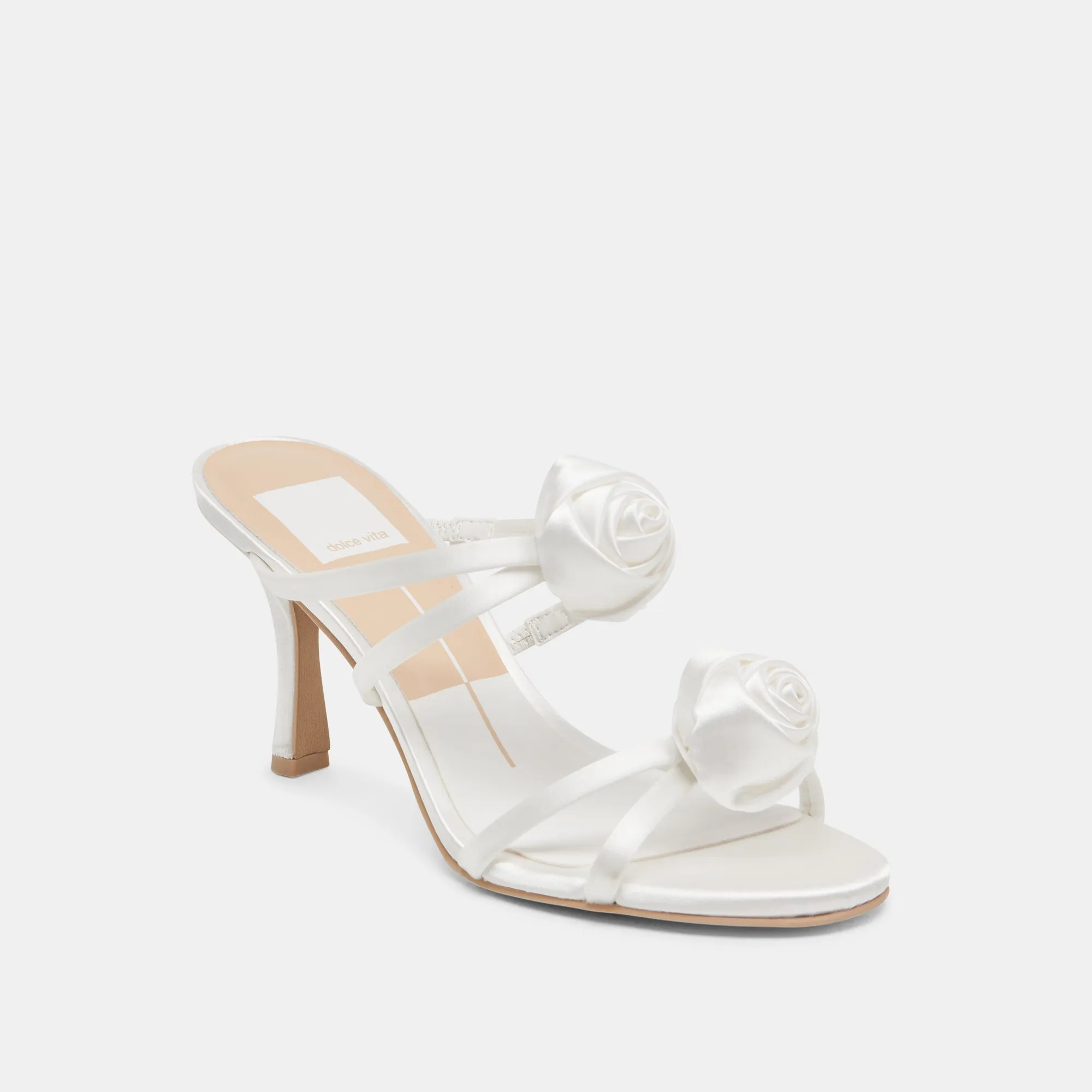 Sturdy Build LINZY HEELS TRUE WHITE SATIN
