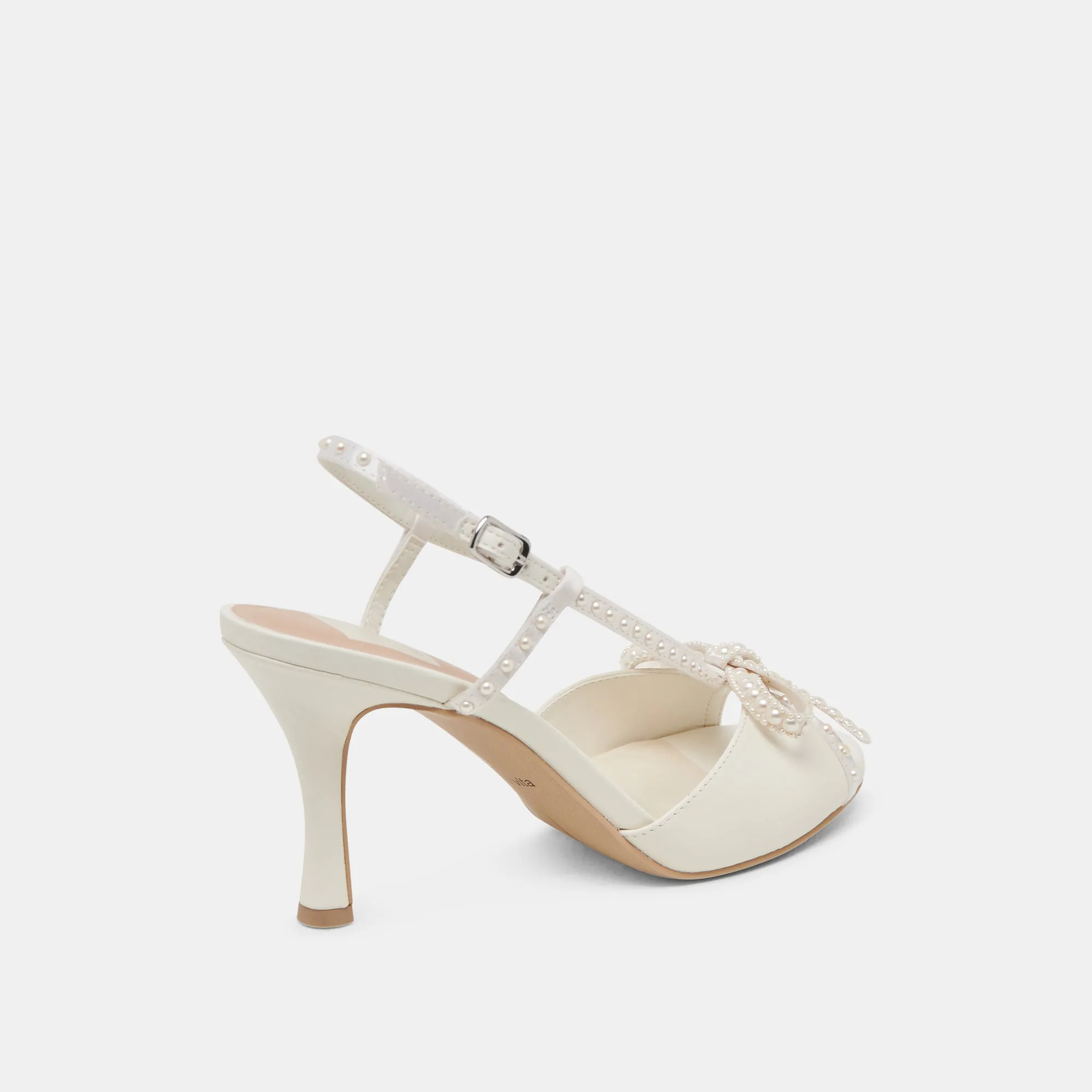 Clear Sandals for Weddings Classic Red Heels LONNY PEARL HEELS WHITE SATIN