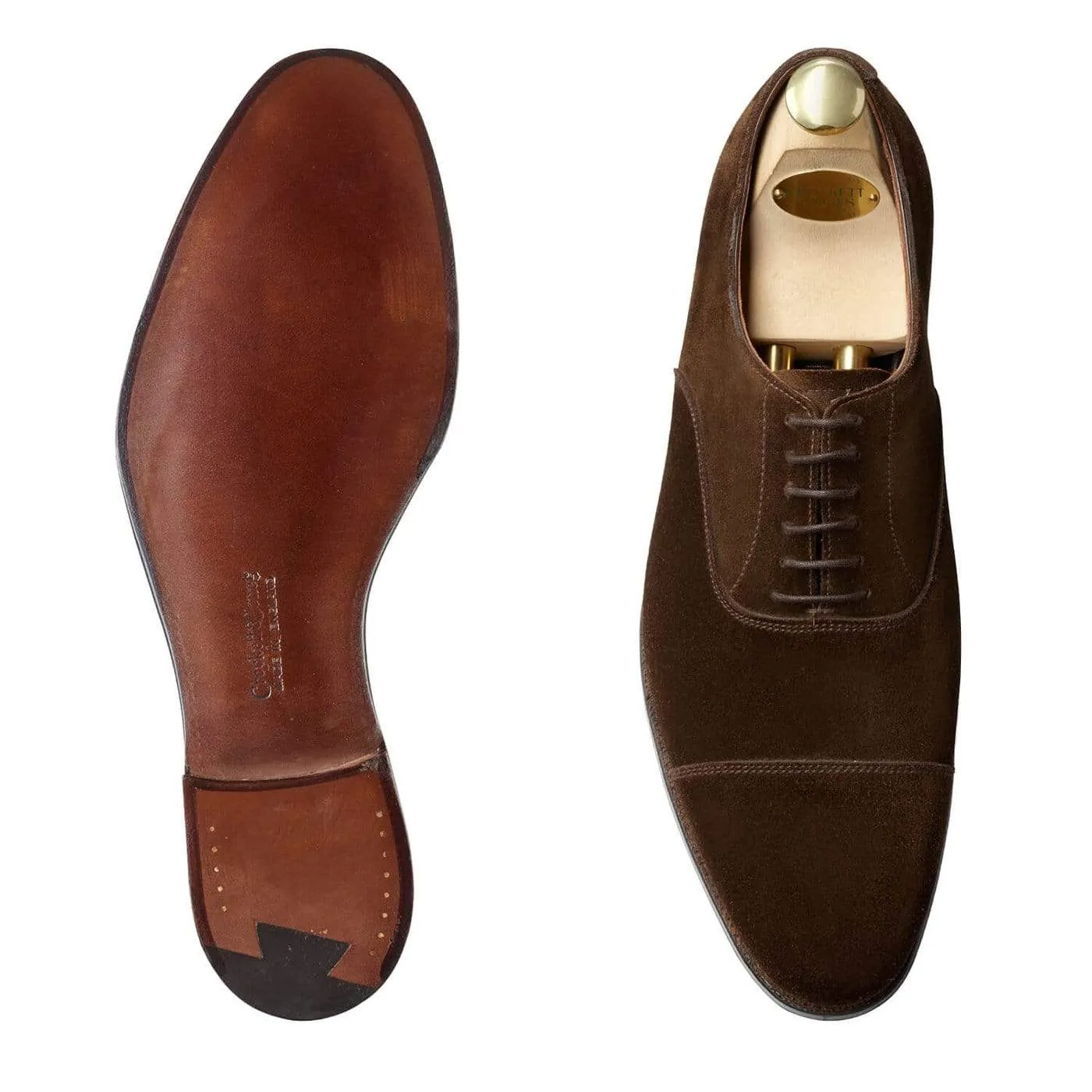 Lonsdale Dark Brown Calf Suede Contemporary Oxfords