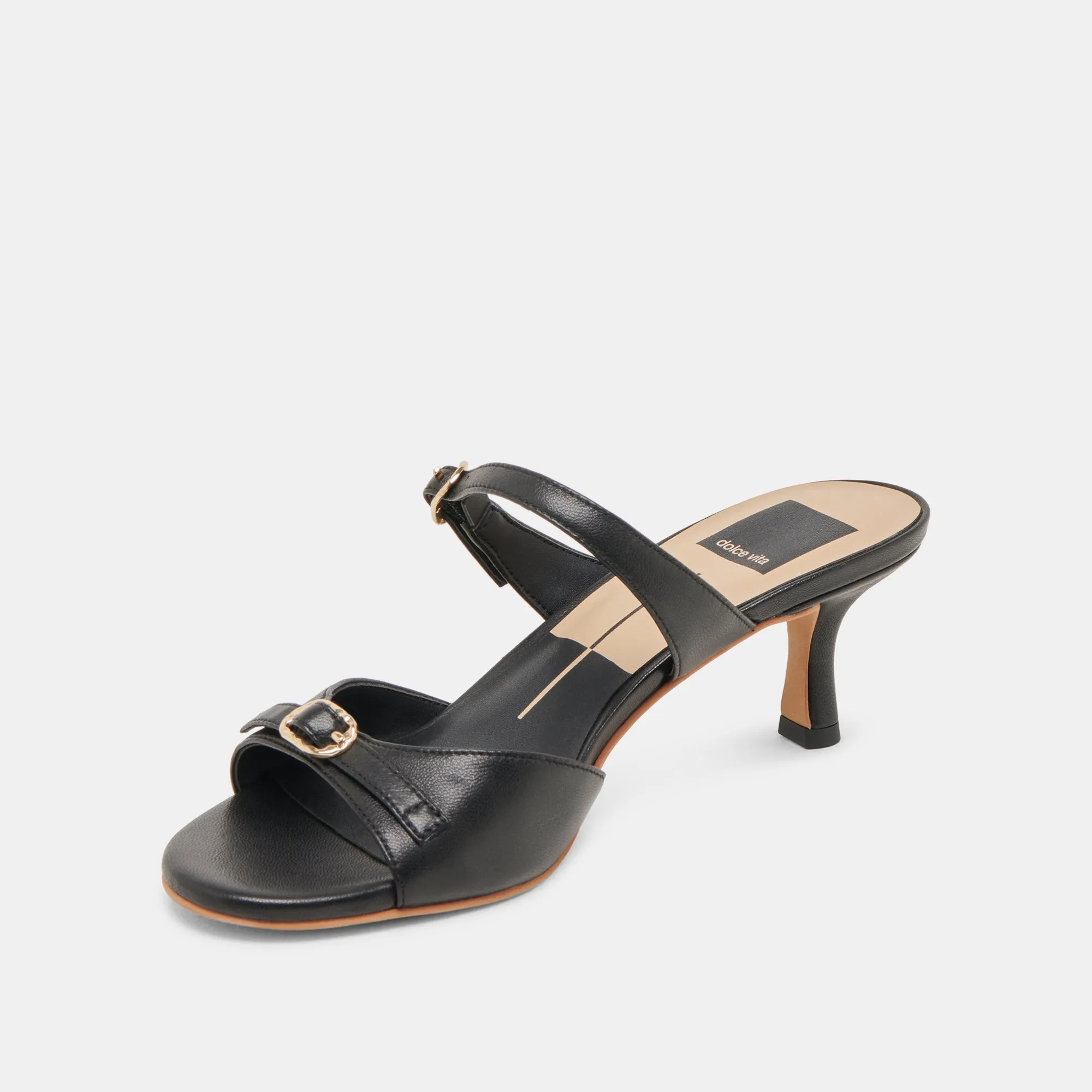 LORALI HEELS BLACK LEATHER Outdoor Wedding Heels Designer Wedding Shoes