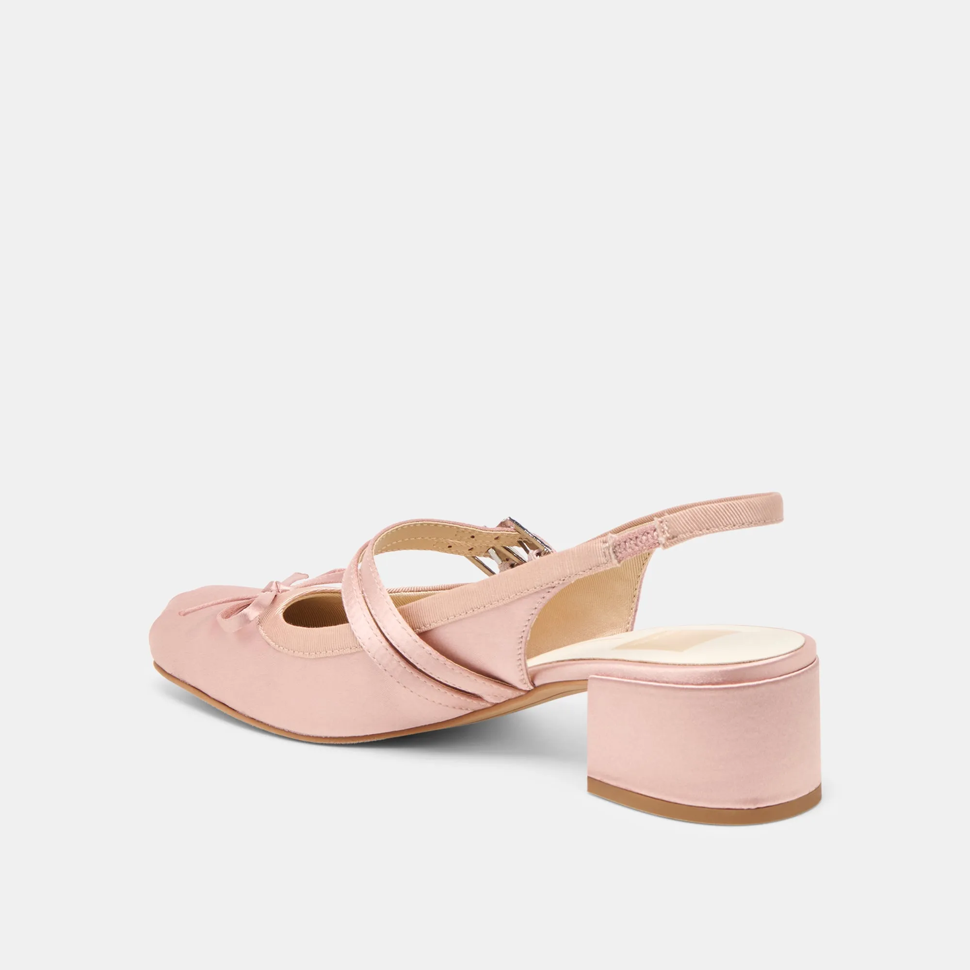 LORIS HEELS BLUSH SATIN Slip-On Heels Pink Heels