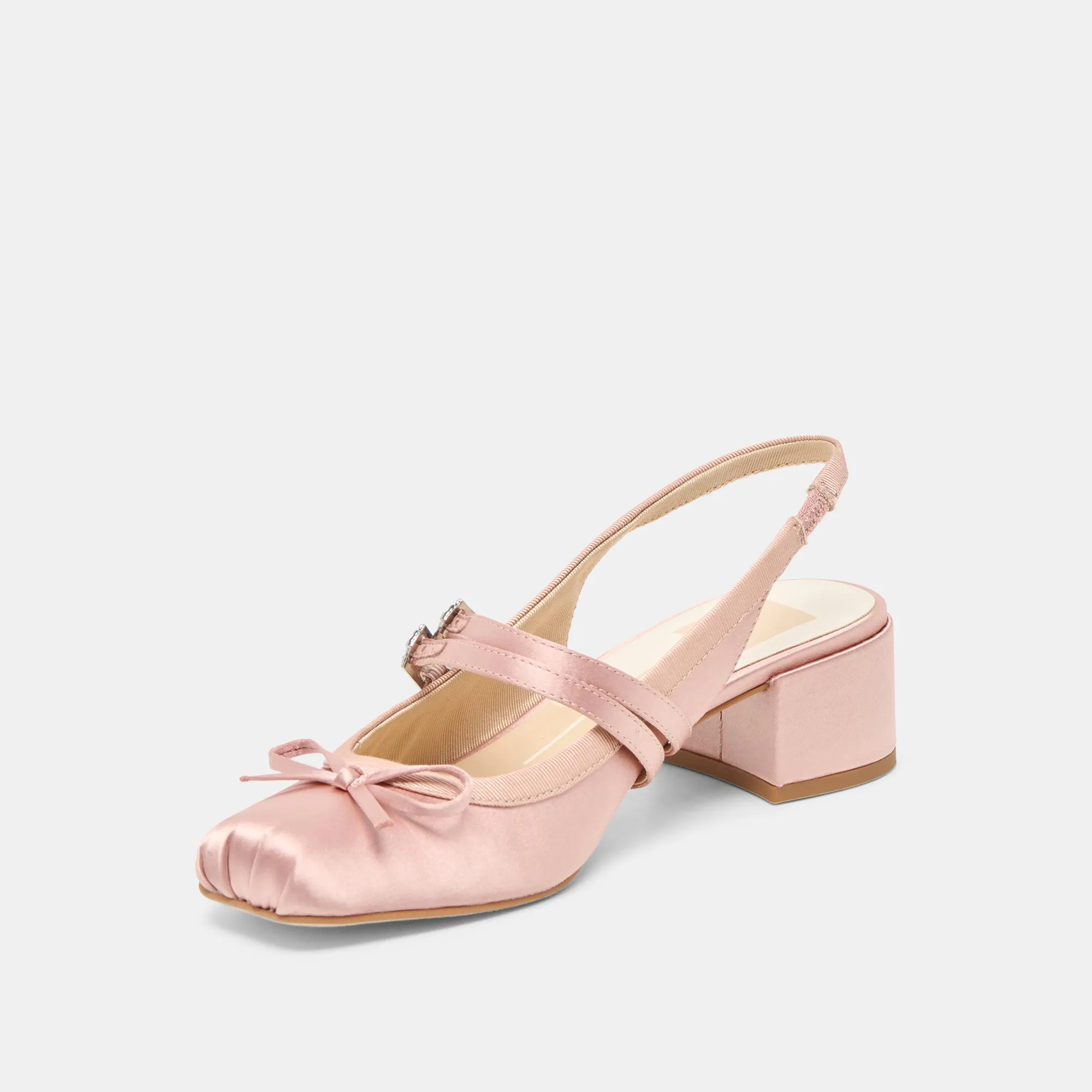 Stacked Heel LORIS HEELS BLUSH SATIN
