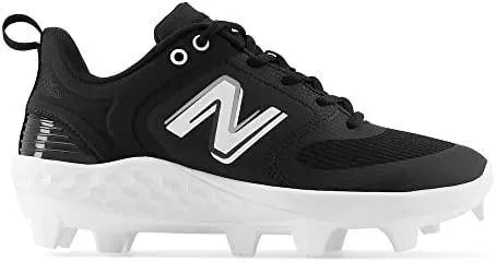 Clean Silhouette New Balance Women's Fresh Foam Velo V3 Molded Softball Cleats - Black with White - SPVELOK3