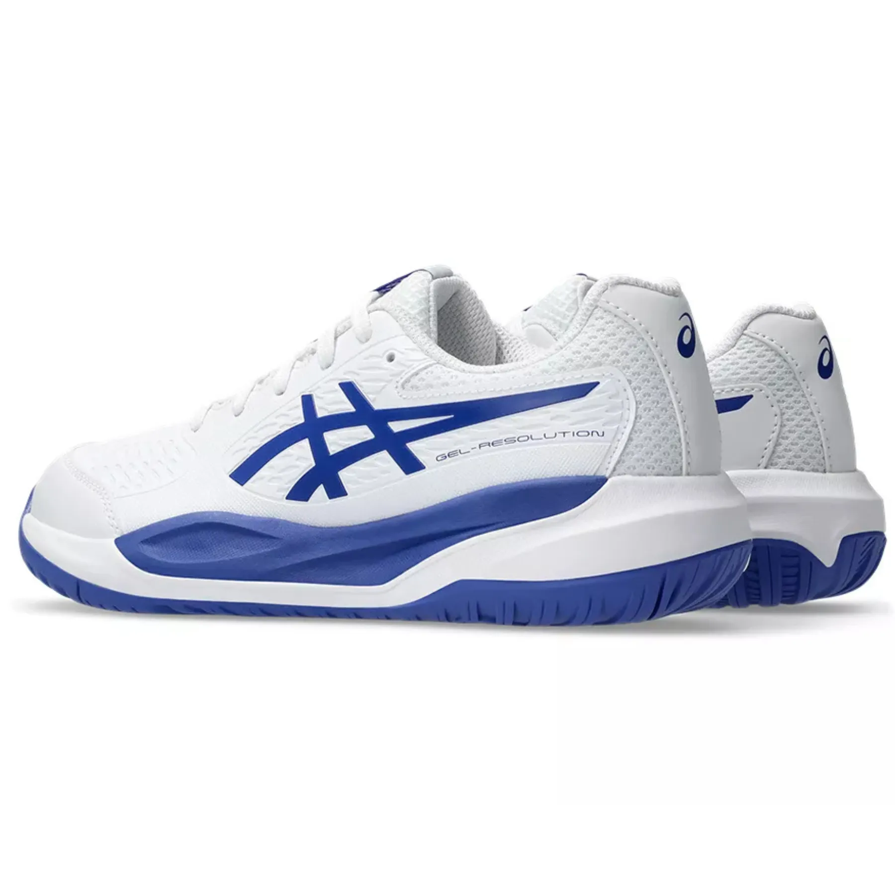 Gym goers Rubber Outsole Asics Gel Resolution X Junior Tennis Shoes - White/Dark Cobalt