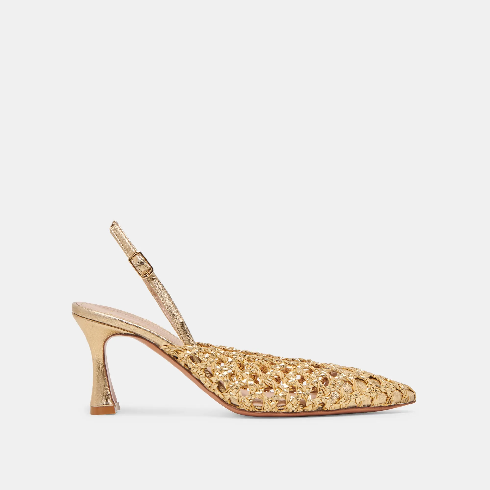GLORIA HEELS GOLD WOVEN Classic Black Heels