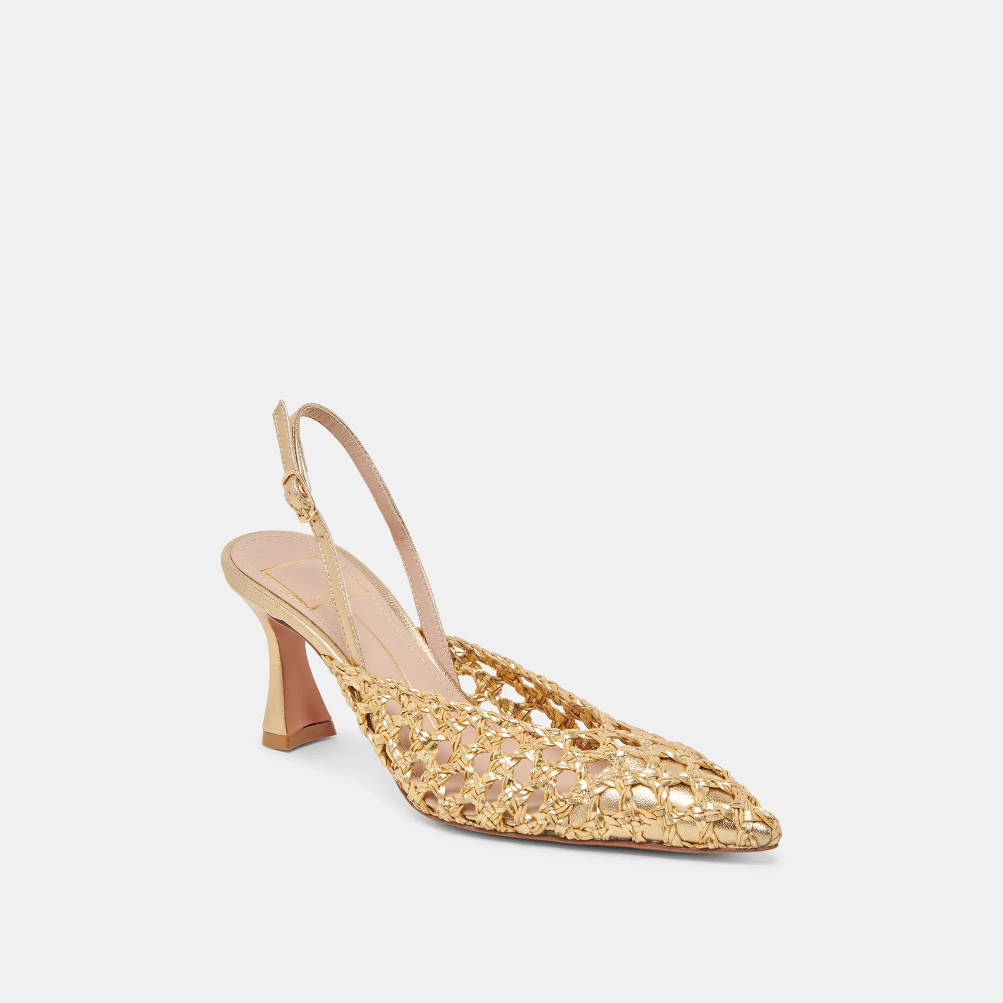 Comfortable Footwear GLORIA HEELS GOLD WOVEN