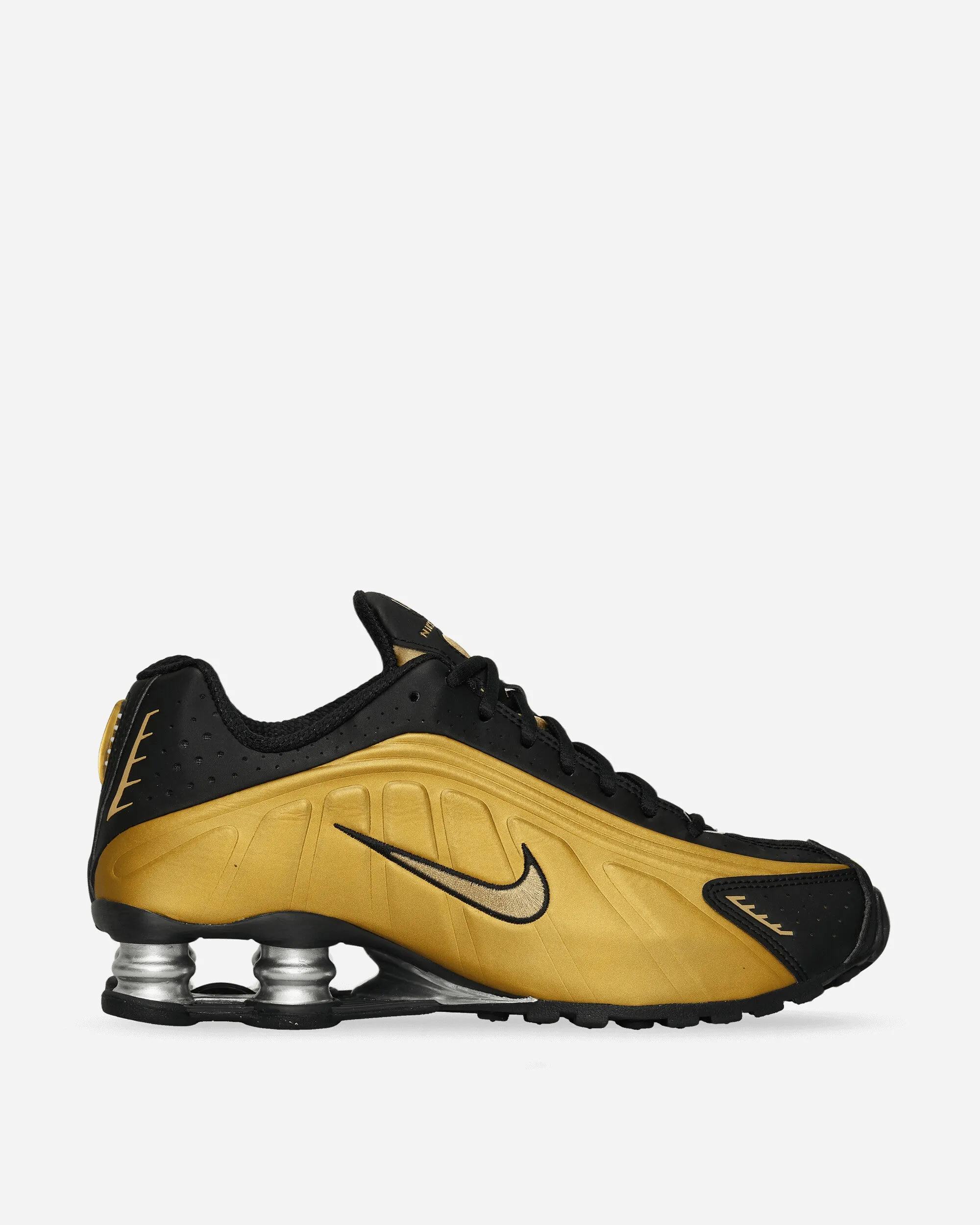 Women's Shox R4 Sneakers Black / Metallic Gold Walk Around Quick Jog