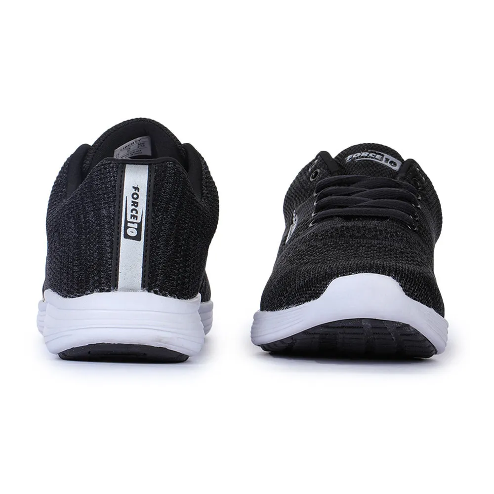 Force 10 Men's Black Sports Lacing (BROOK-2) Traction Outsole speed development running shoe promotion