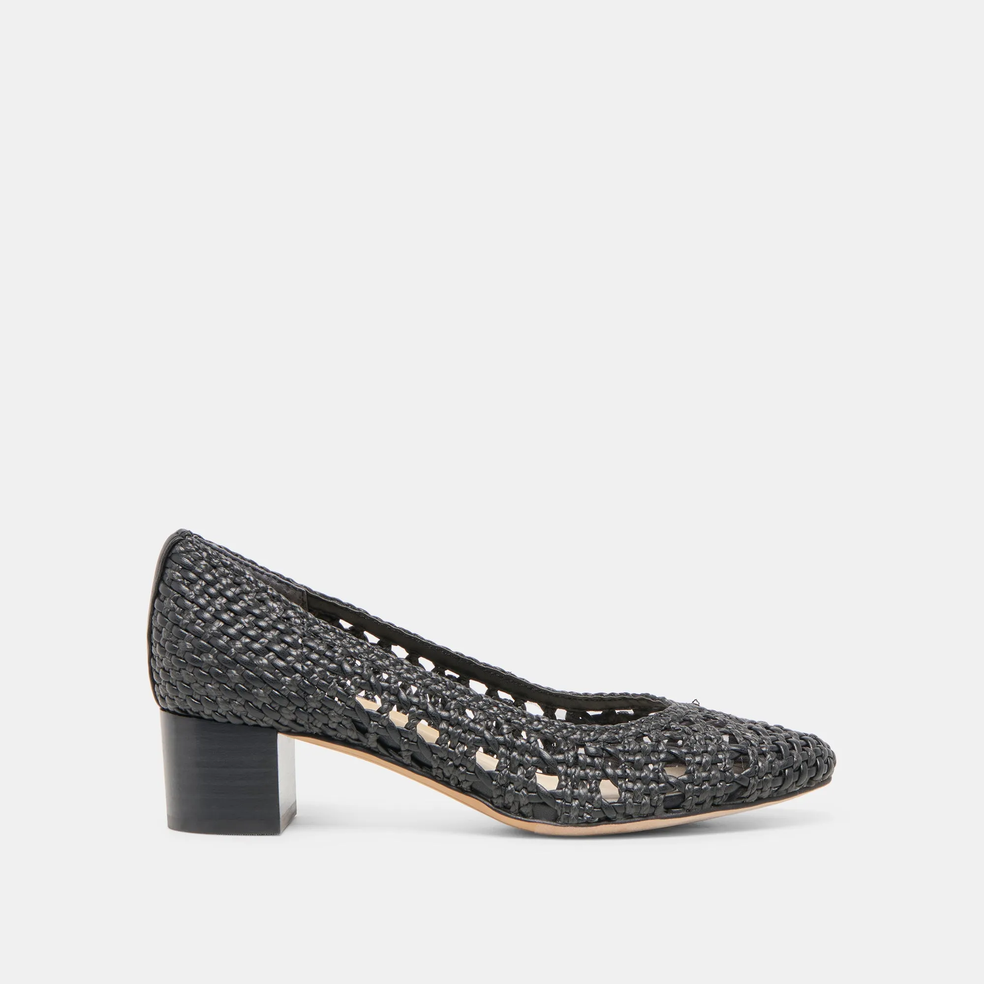 LULA HEELS BLACK WOVEN RAFFIA Slip On