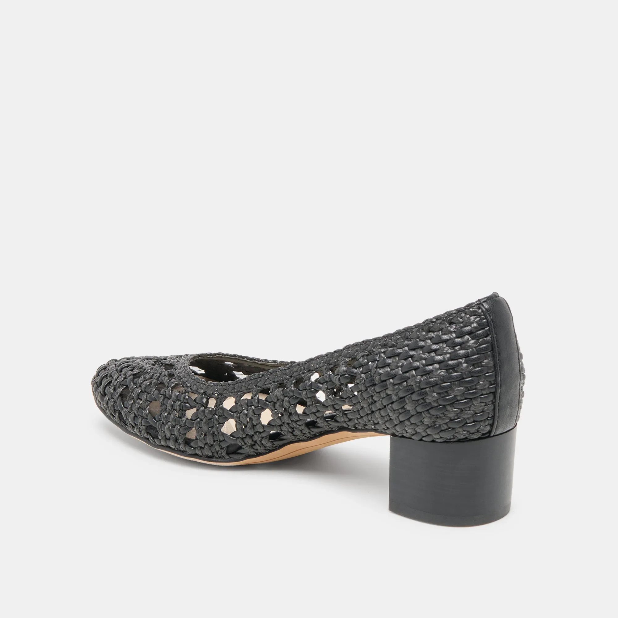 LULA HEELS BLACK WOVEN RAFFIA Trendy PU midsole