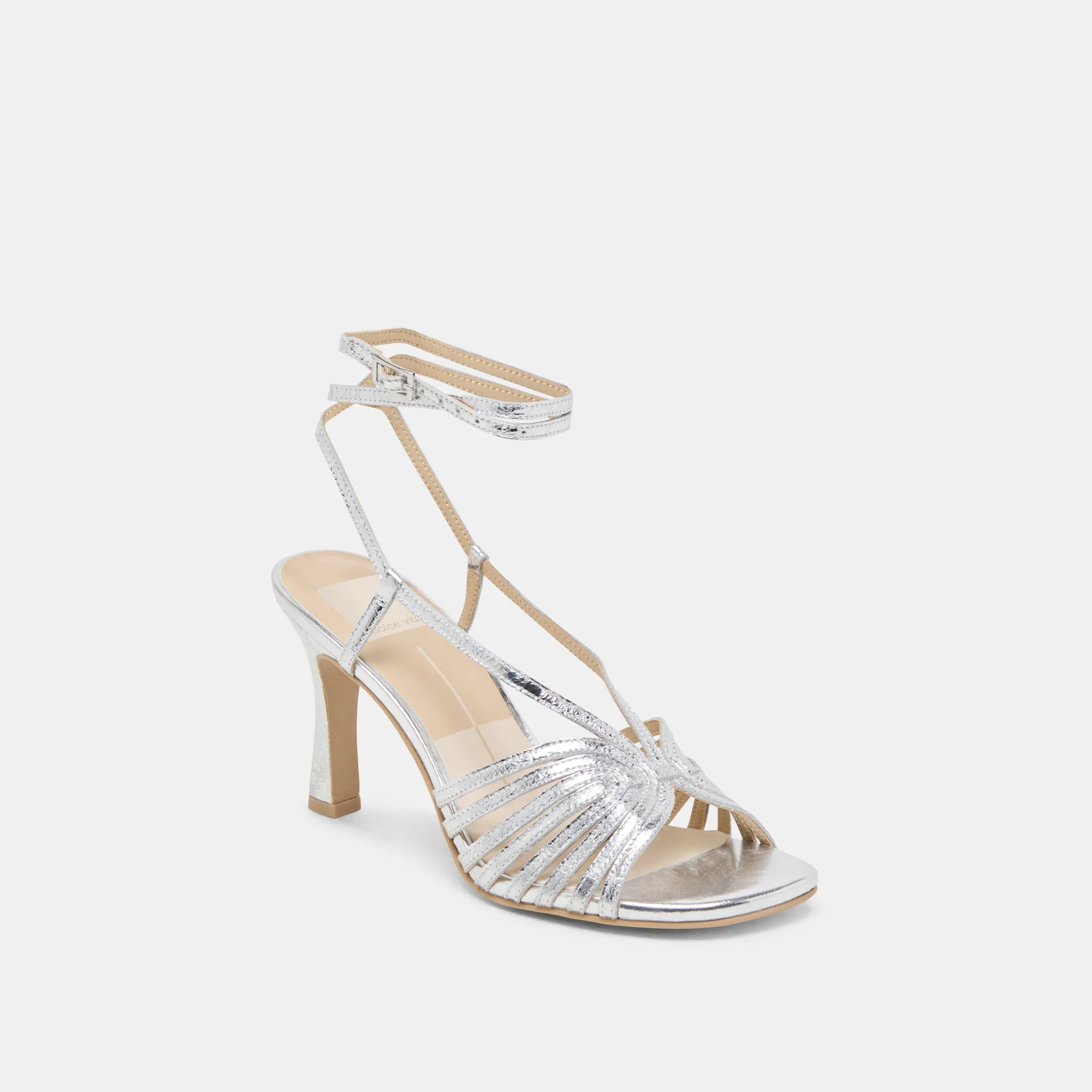 Embroidered Fall Heels NIVANA HEELS SILVER DISTRESSED LEATHER