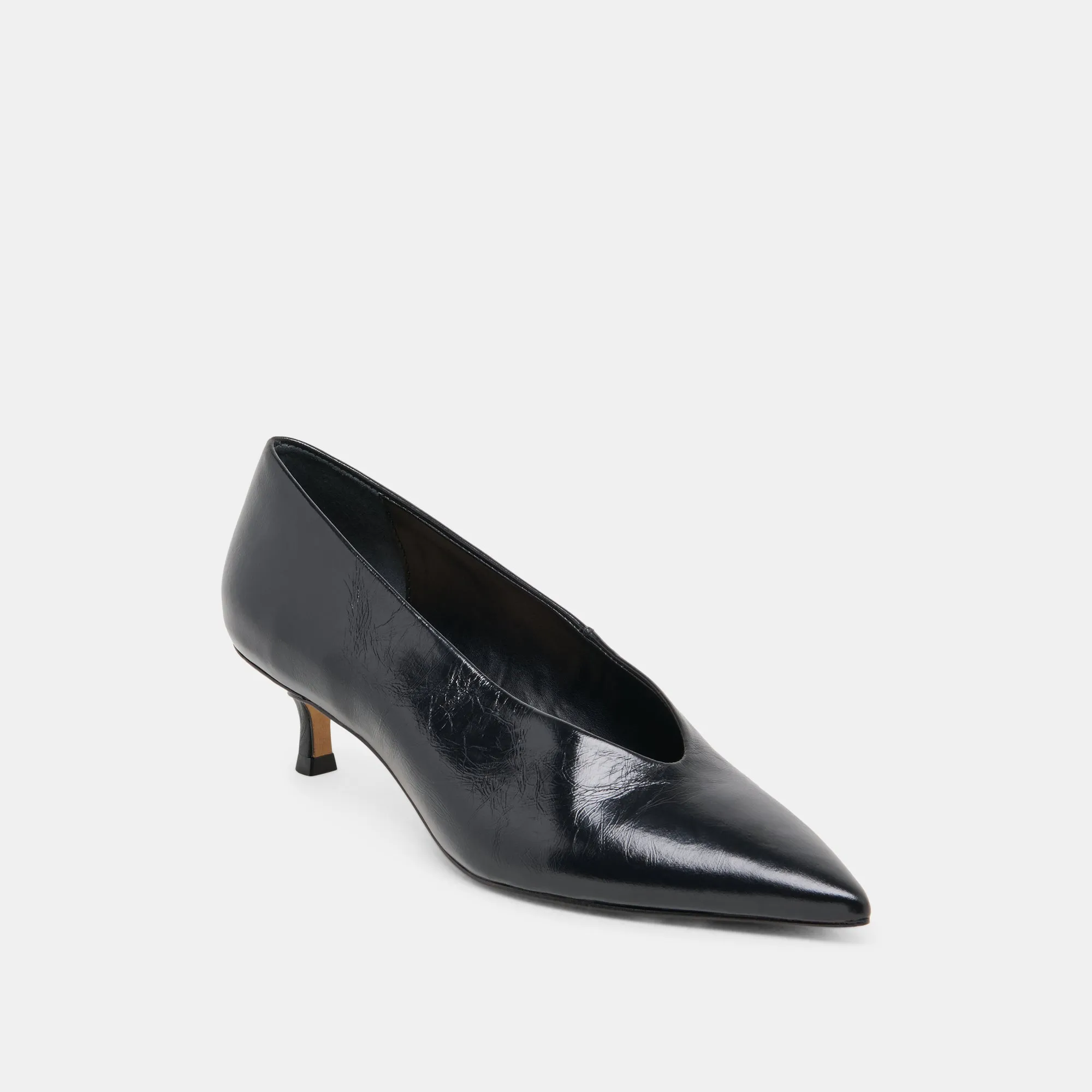 ALWYN HEELS MIDNIGHT CRINKLE PATENT Cozy High Heel Boots Smart Casual Heels