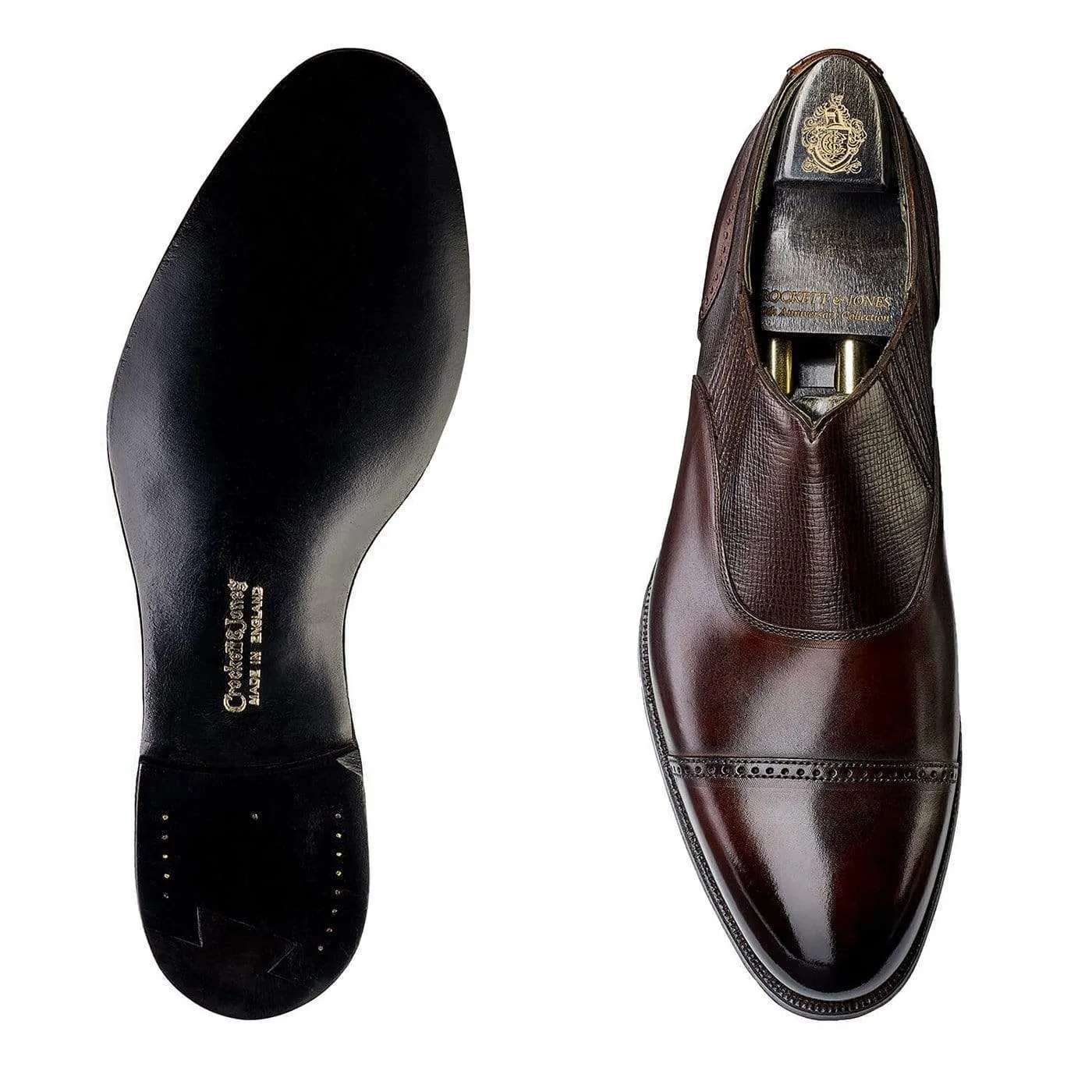 Magee Dark Brown Antique Calf & Dark Brown Willow Grain Zipper Closure