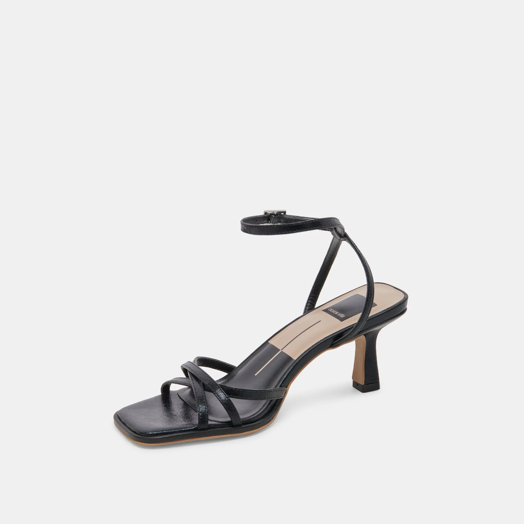 Chic White Stilettos MANJI HEELS MIDNIGHT PATENT LEATHER